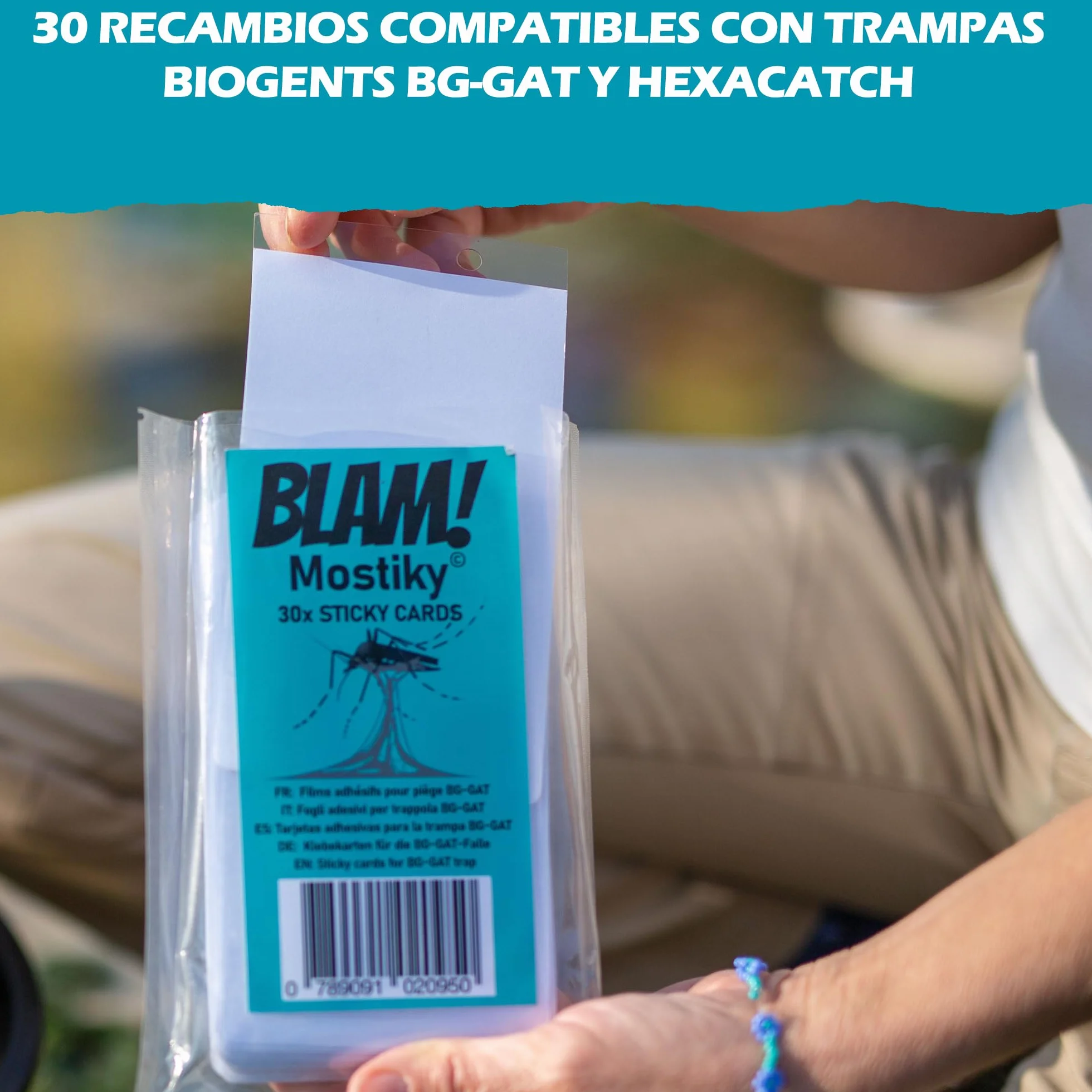 Mostiky: 30 Tarjetas Adhesivas compatibles con Biogents BG-GAT. Paquete de 30 Tarjetas Adhesivas para capturar Mosquitos Tigre Antes de Que pongan Sus Huevos.