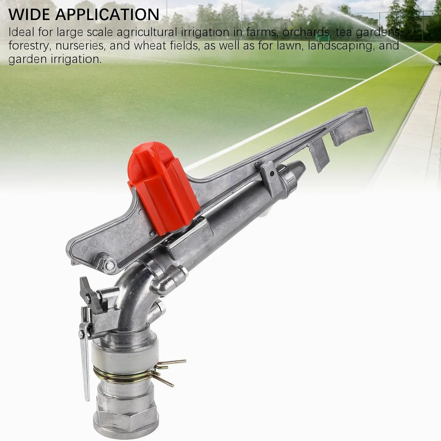 Pistola de riego – Aspersor ajustable de 360 grados para riego de áreas grandes con radio de 26 a 36 metros para granjas, huertos y jardines