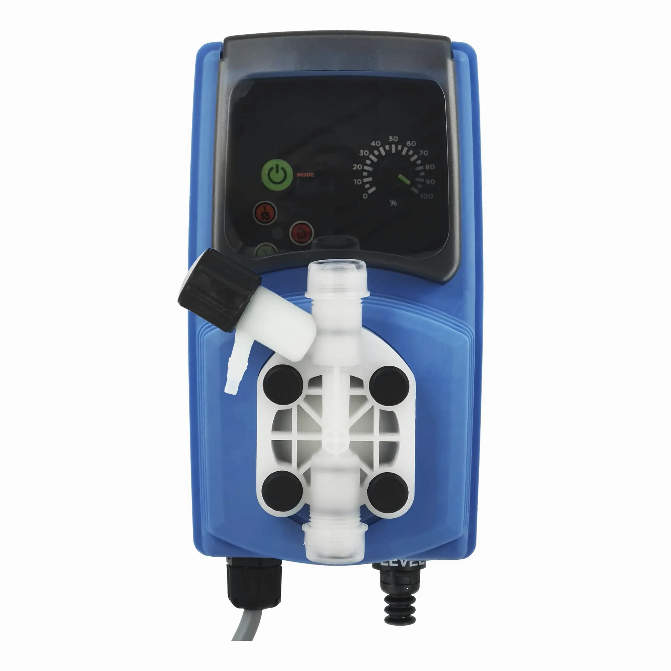 Bomba dosificadora de impulsos electromagnética de membrana con sonda de nivel, caudal constante. Hasta 6 L/H. 7 Bares de presión. Para su uso en piscinas, saunas, autolavados.