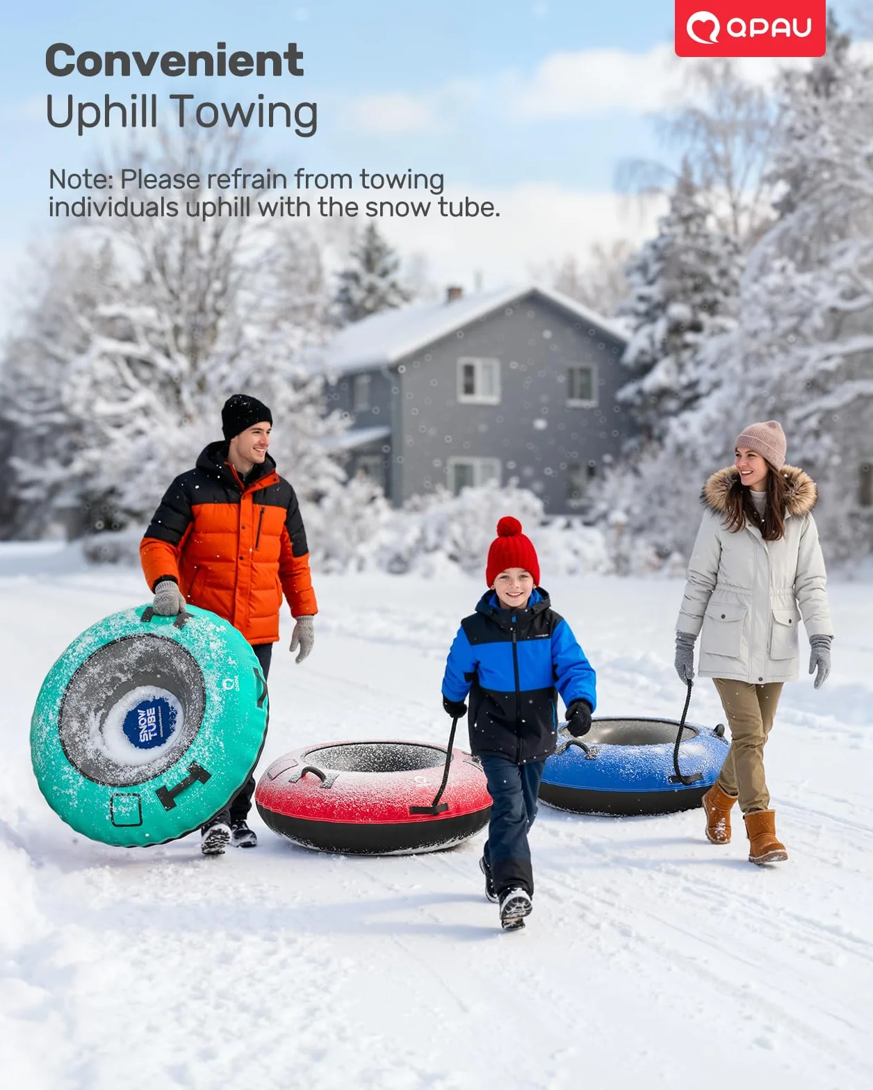Tubo de Nieve Inflable 48 Pulgadas para Niños y Adultos, Resistente con Cubierta de Lona