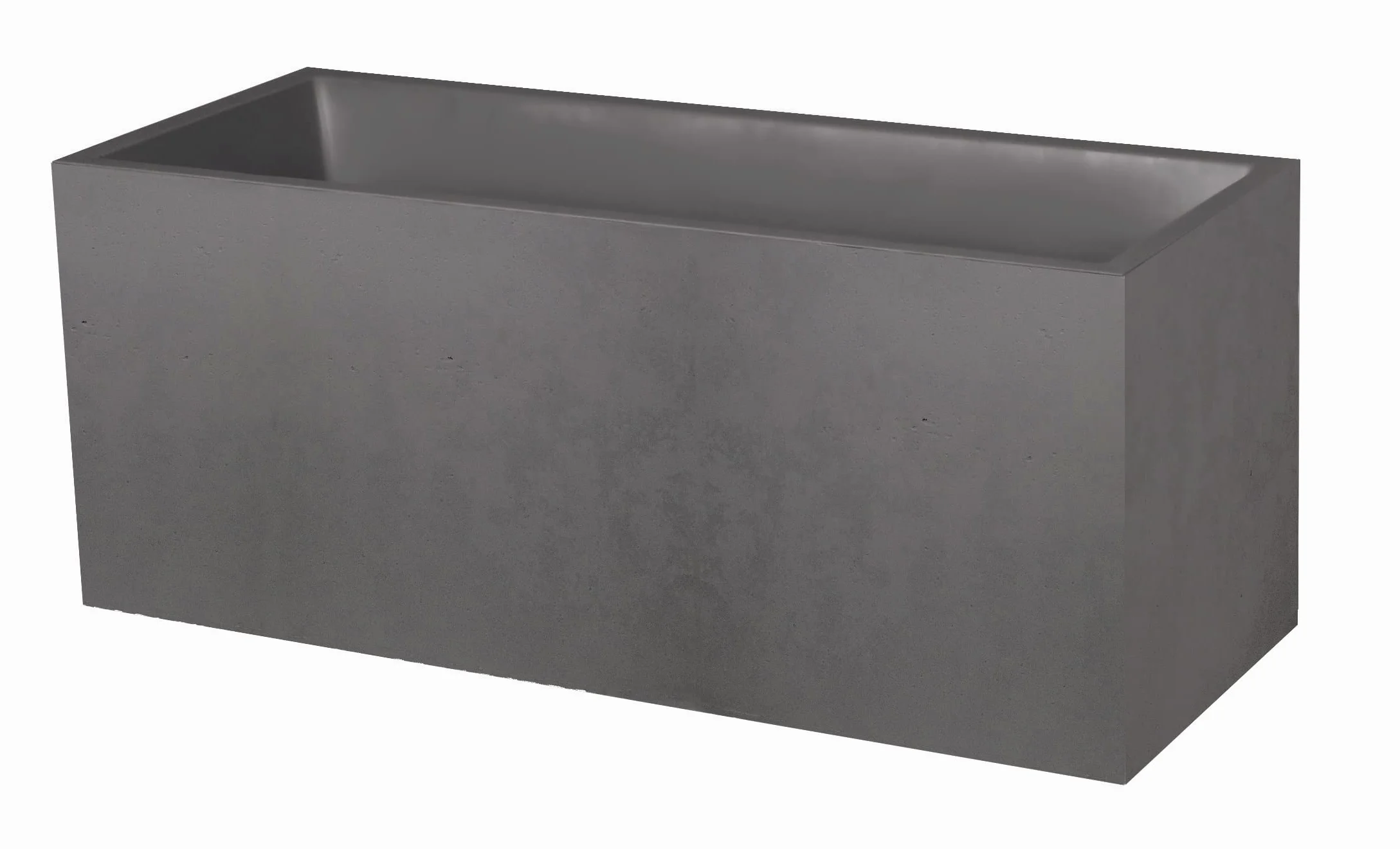 EDA – Jardinera Basalt – 98 L – Decoración de imitación hormigón, para Uso en Interiores y Exteriores, Zona de retención de Agua para limitar el riego, 99,5 x 39,5 x H. 43,5 cm, Gris Antracita