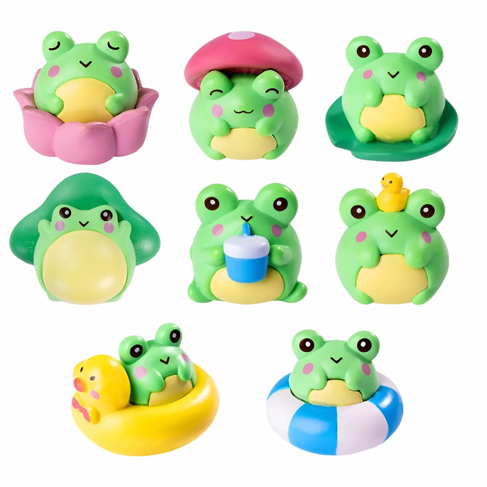 8 Piezas Mini Figuras De Rana De Resina Pequeños Animales En Miniatura para Esconder En Jardines Estatuas De Ranas para Micro Hadas Accesorios De Paisajismo