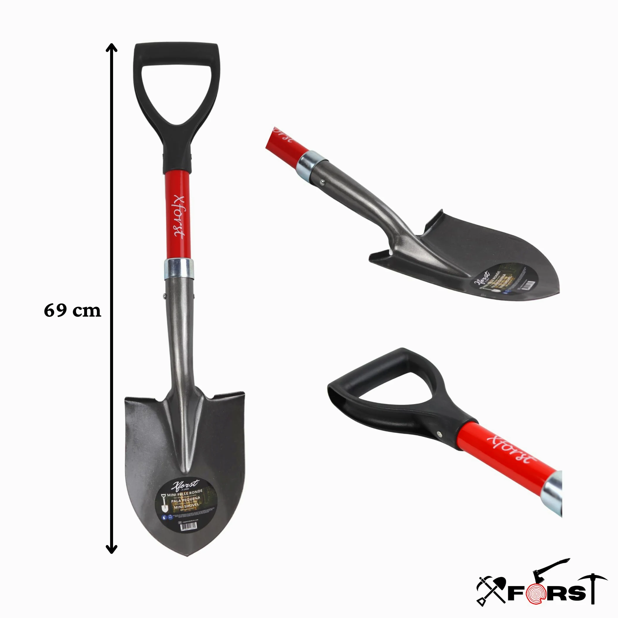 Xforst Juego de jardinería con pioche y Mini Pala, con Mangos de Fibra de Vidrio y Cabezales de Acero Forjado, Resistentes y Ligeros, Ideal para jardinería, Senderismo y prospección.