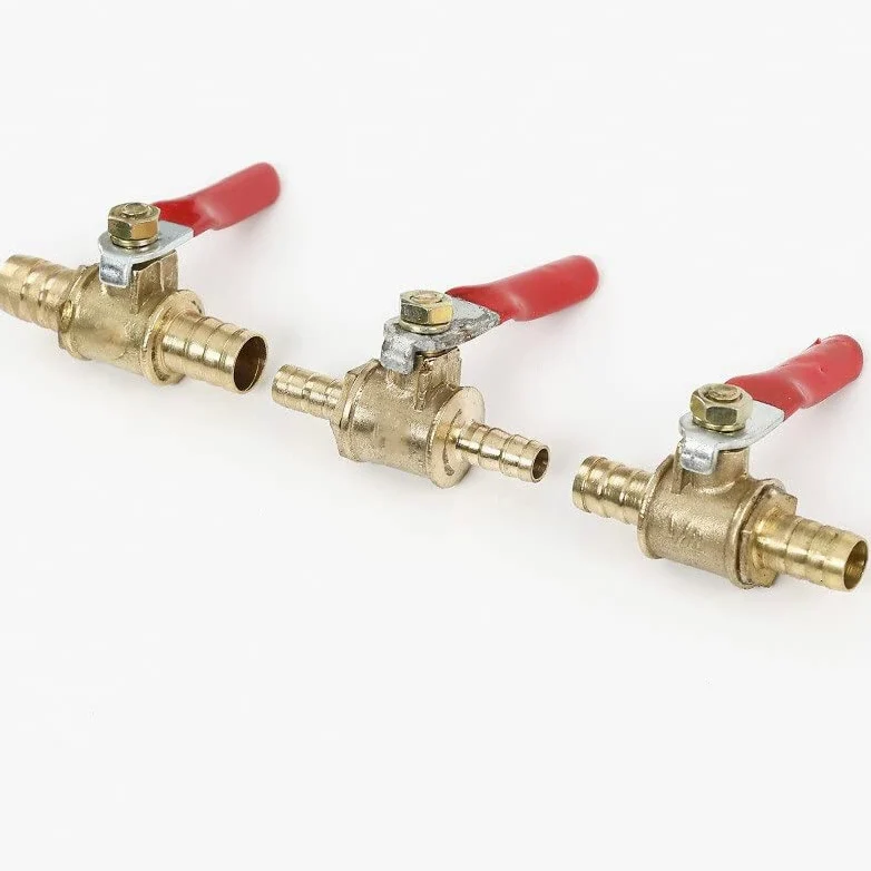 Conector de toque de manguera, Válvula en línea de espiga for manguera de 2 uds, accesorios de válvula de bola de corte de tuberías de agua, aceite, gas y combustible de latón de 6mm-12mm(Tu