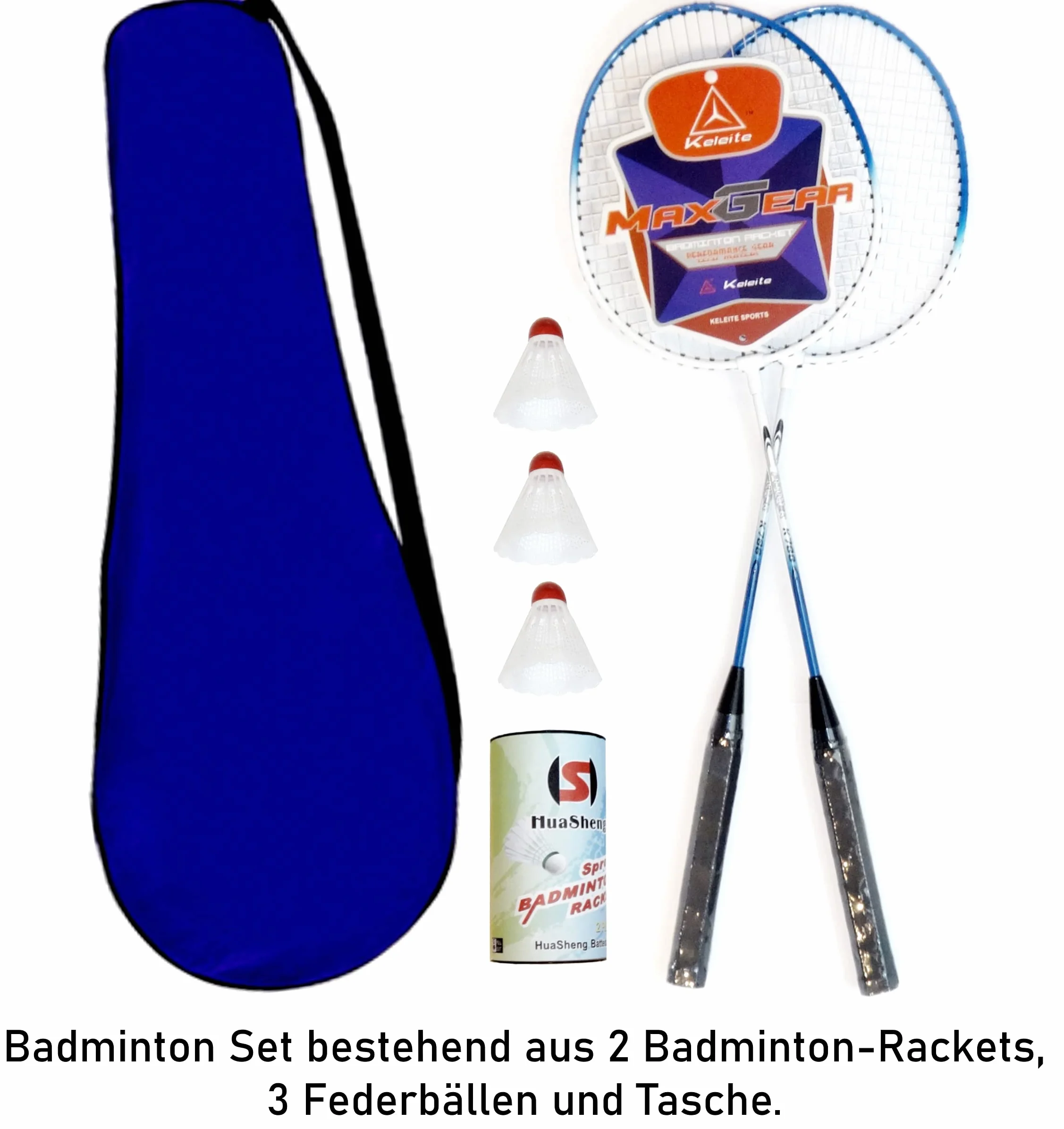 Set de bádminton de Plumas con 2 Raquetas, 3 Plumas y Funda