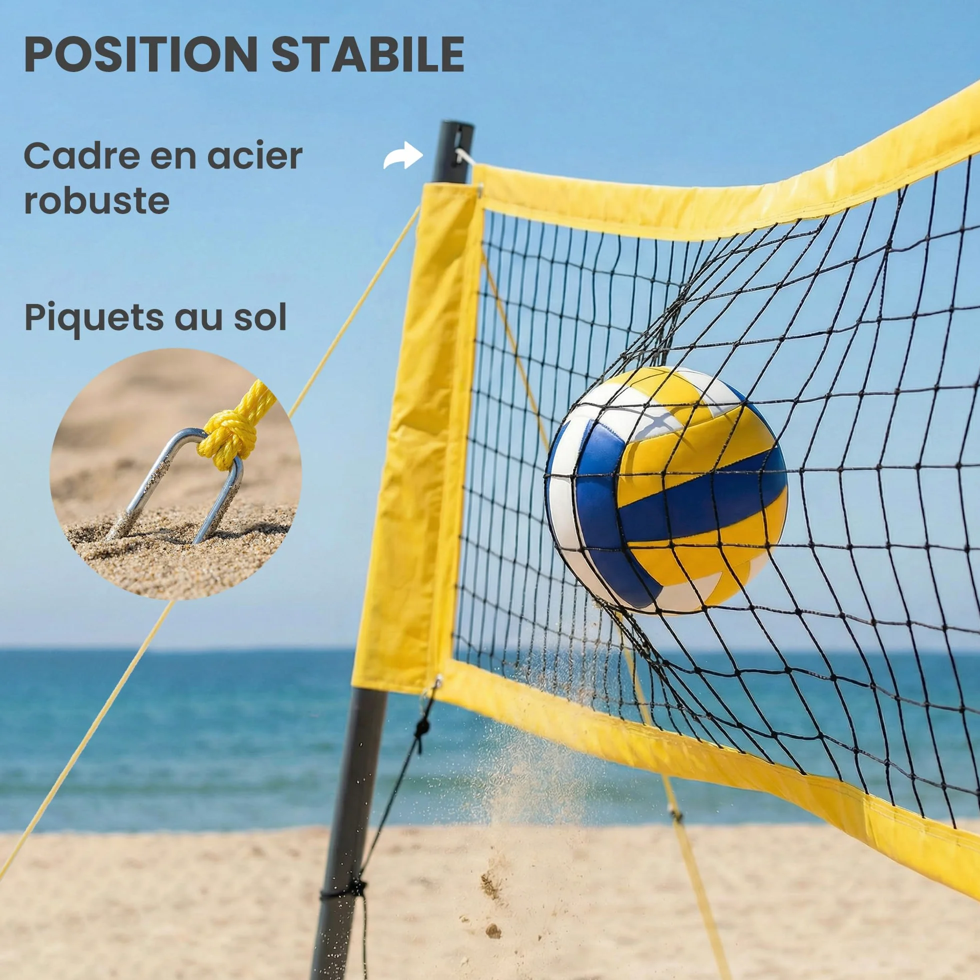 SPORTNOW Juego de voleibol y bádminton postes acero altura ajustable red portátil 4 raquetas 4 volantes bolsa transporte