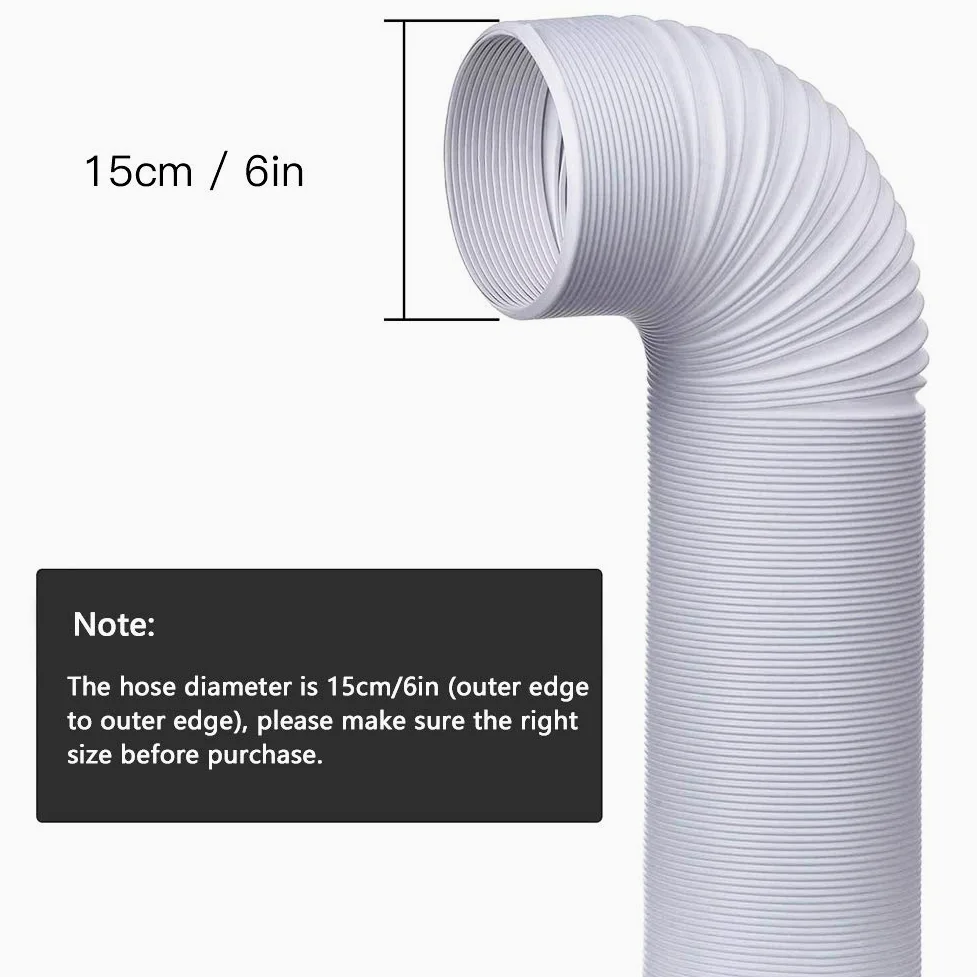 Manguera de aire acondicionado portátil, 15cm de diámetro, 2M de longitud, manguera flexible de ventilación de escape, rosca en sentido antihorario, piezas de aire acondicionado (Tubo-15CM)