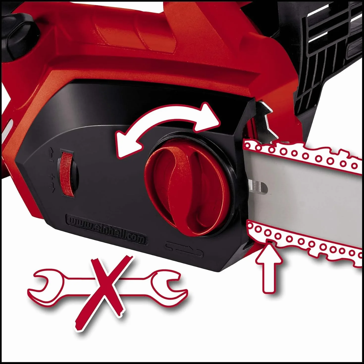 Einhell Motosierra eléctrica GH-EC 1835 (1800 W, barra de corte robusta, cadena afilada, tensado y reemplazo sin herramientas, lubricación automática, engranajes metálicos)