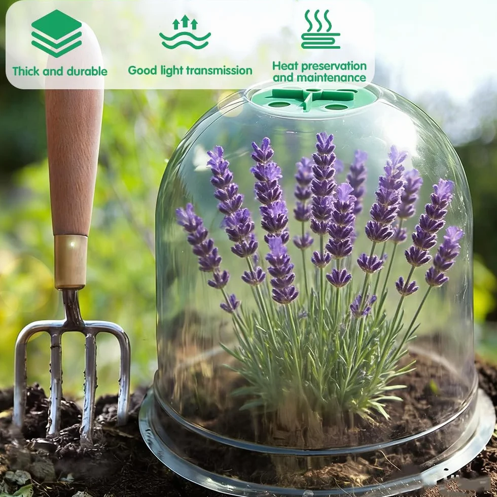 Campanas para Plantas de Jardín, 20 Piezas Campana de Planta de Plástico, Reutilizable Mini Invernadero Reutilizable Cubierta con 20 Etiquetas y 60 Clavijas de Seguridad para Protección Plantas