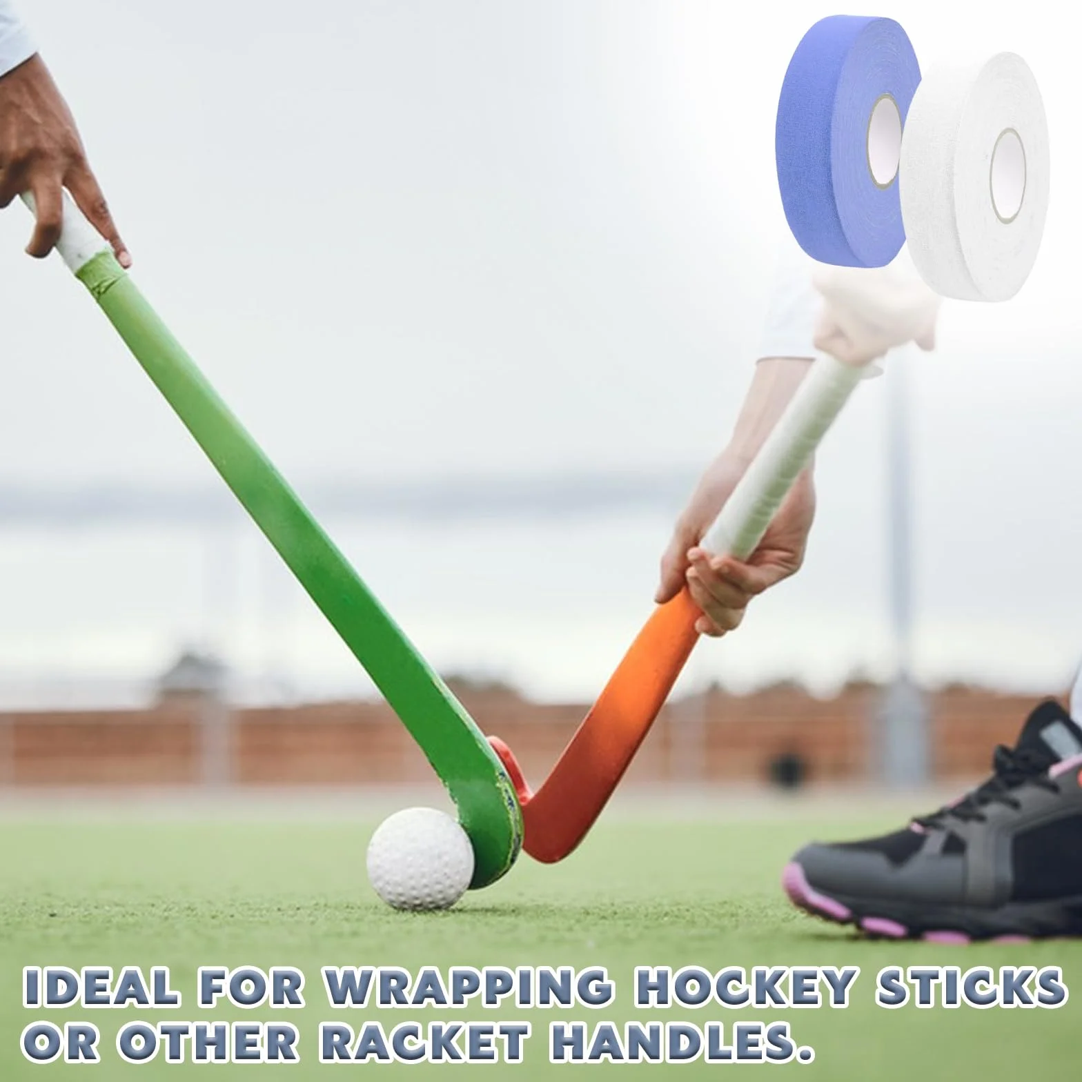 Cinta de Hockey Stick 25m x 25mm Rollo 2 Piezas Blanco Azul