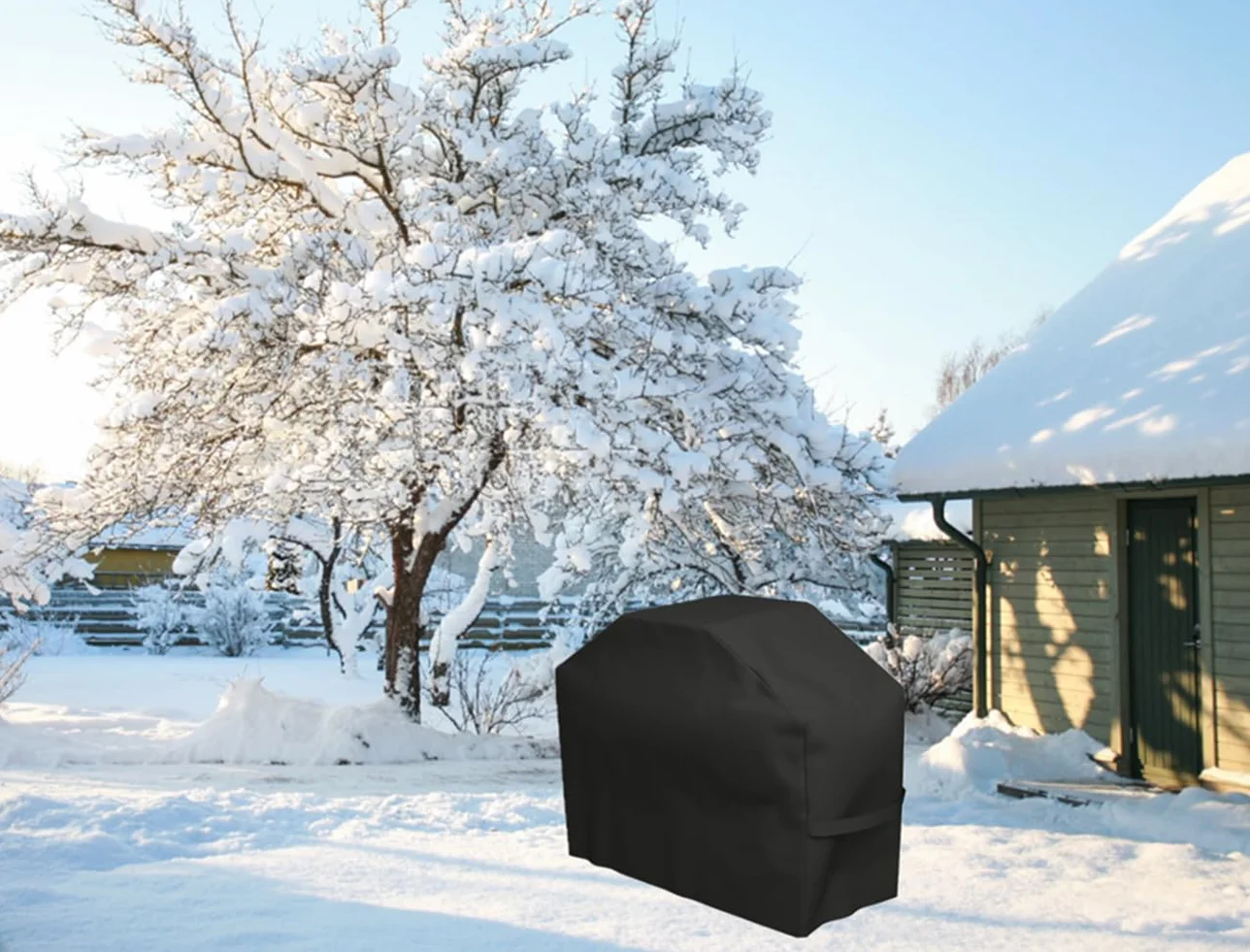 Funda para Barbacoa Impermeable, Cubierta BBQ de Parrilla 210D Oxford Protector, Anti-Viento/Anti-Polvo/Anti-Humedad, Resistente al Desgarro/Agua/Lluvia/Nieve/Sol (145X61X117)