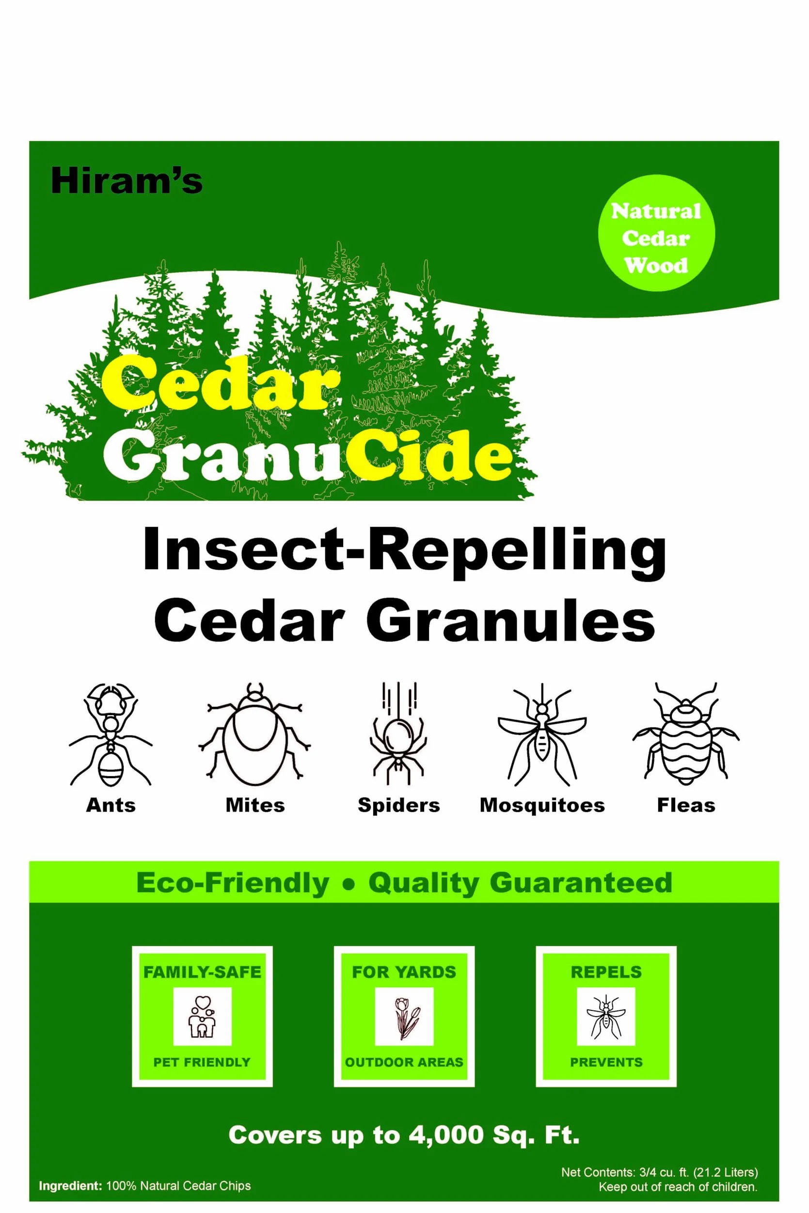 GranuCide - Gránulos de cedro | Chips de cedro para el hogar y el jardín | Repele pulgas, hormigas, pulgones, arañas, mosquitos | huele genial y fácil de usar | 1 bolsa (8 libras)