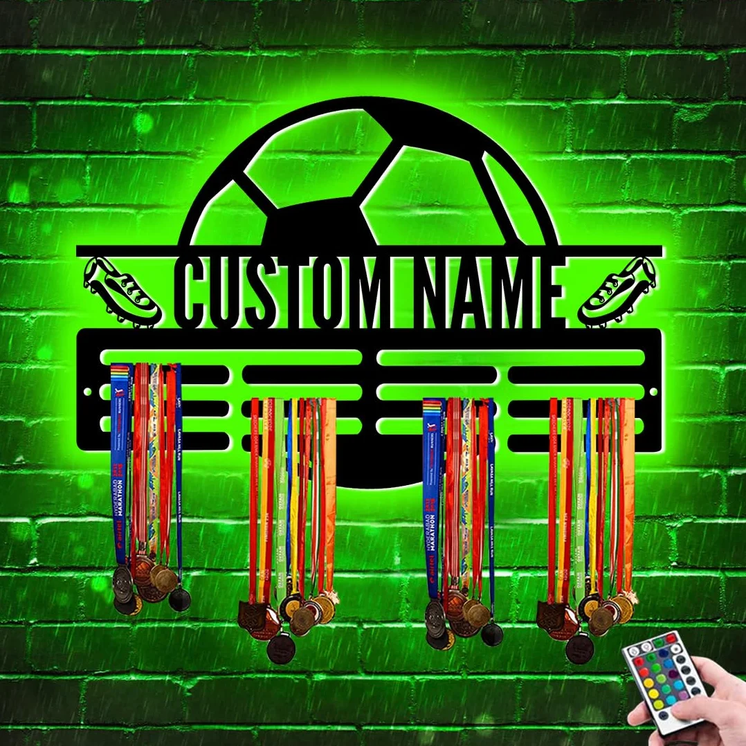Soporte de exhibición personalizado para medallas de fútbol, estante de premios escalonado