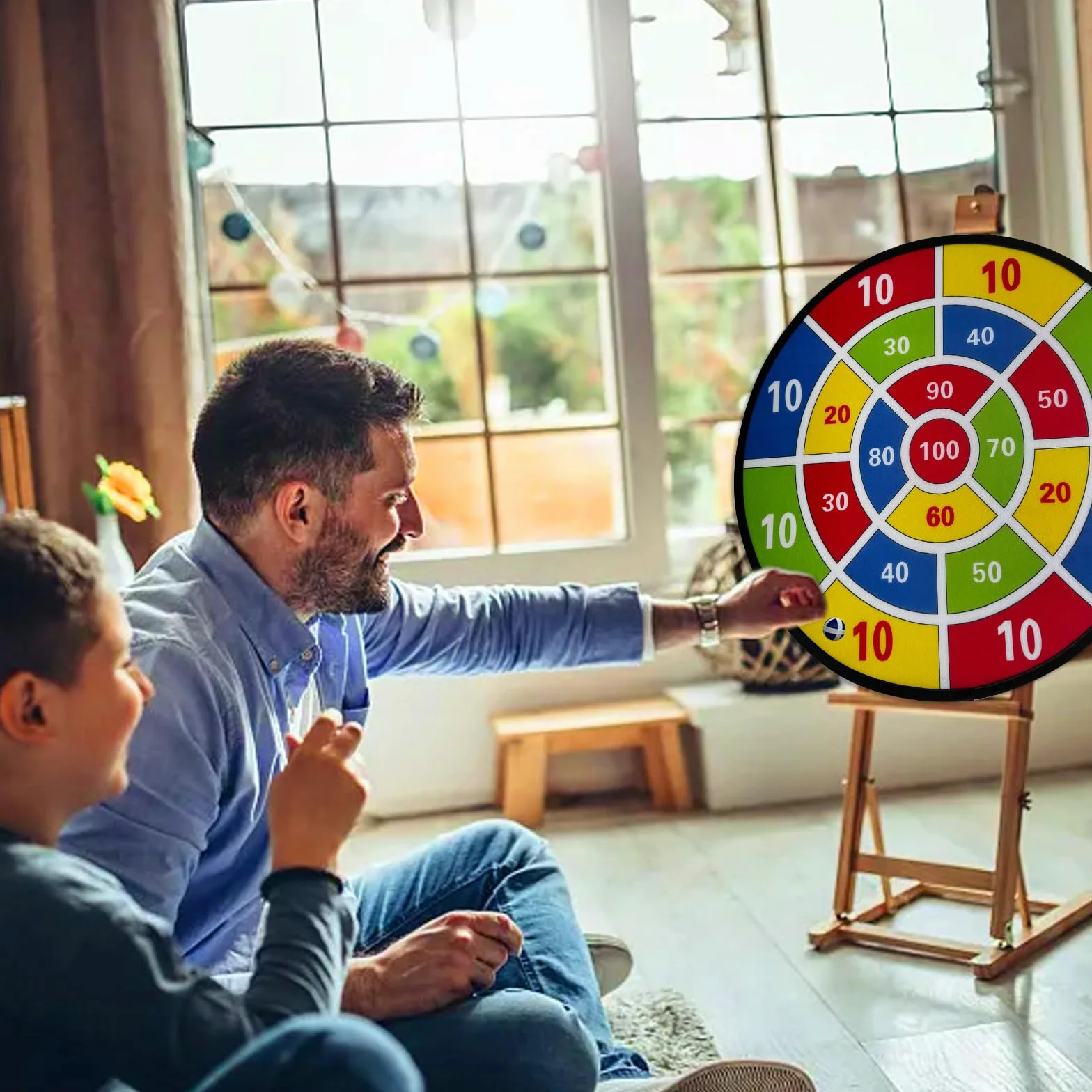 Tablero de Dardos Diana 66cm para Niños, Juego de Dardos Unilateral, Regalo Deportivo Interior Exterior 3-12 Años