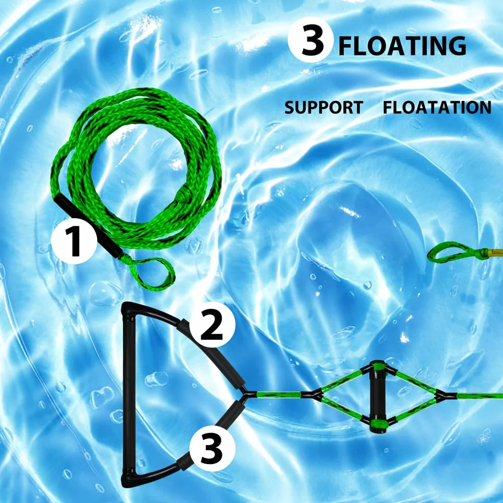 Combo de Cuerda y Asa de Esquí Acuático Flotante de 4 Secciones 23 m/75 pies