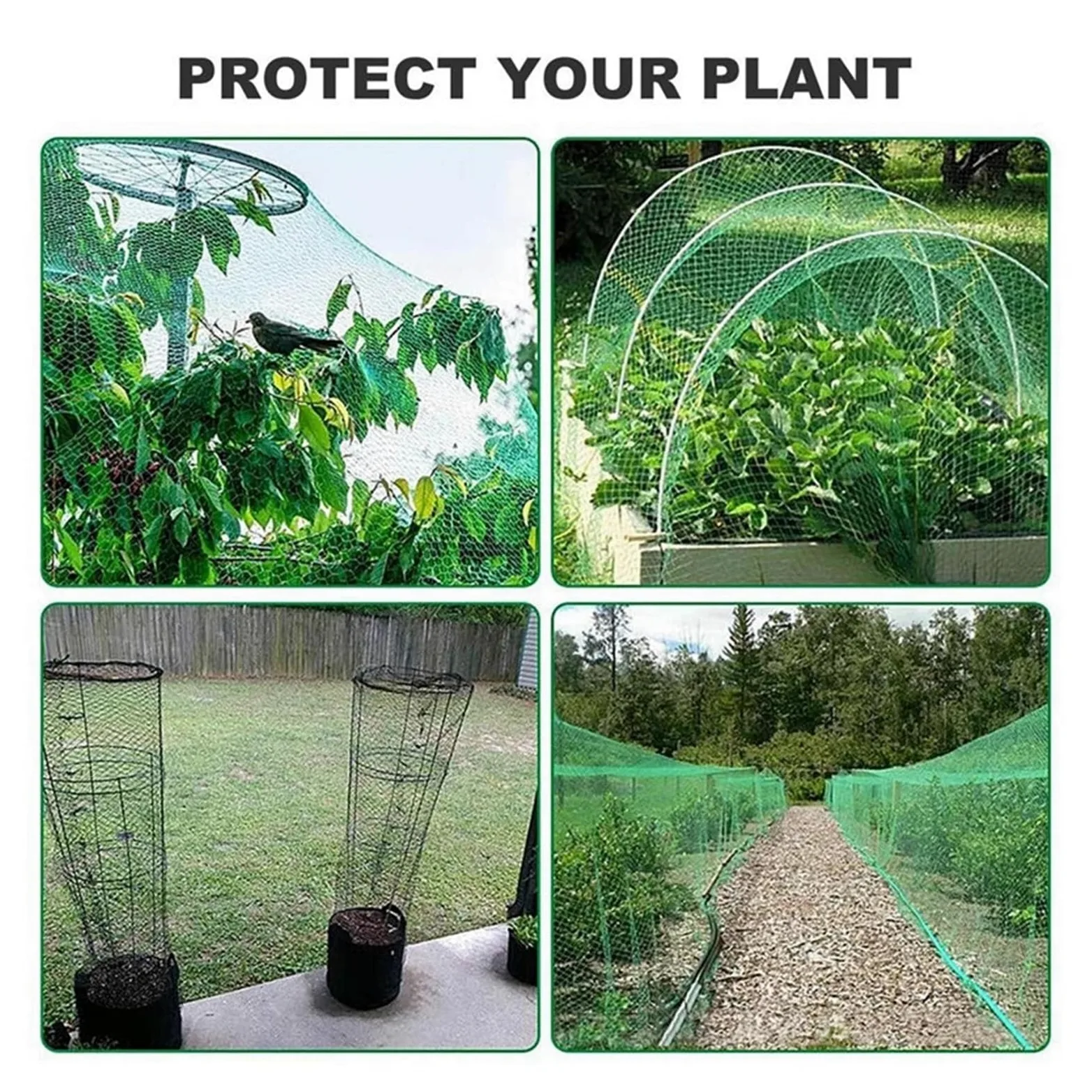 Red de protección de frutas de jardín de nailon de 4 m x 10 m, red de enrejado verde, reutilizable, cubierta de plantas, malla antipájaros, para árboles, vegetales, jardín, red al aire libre