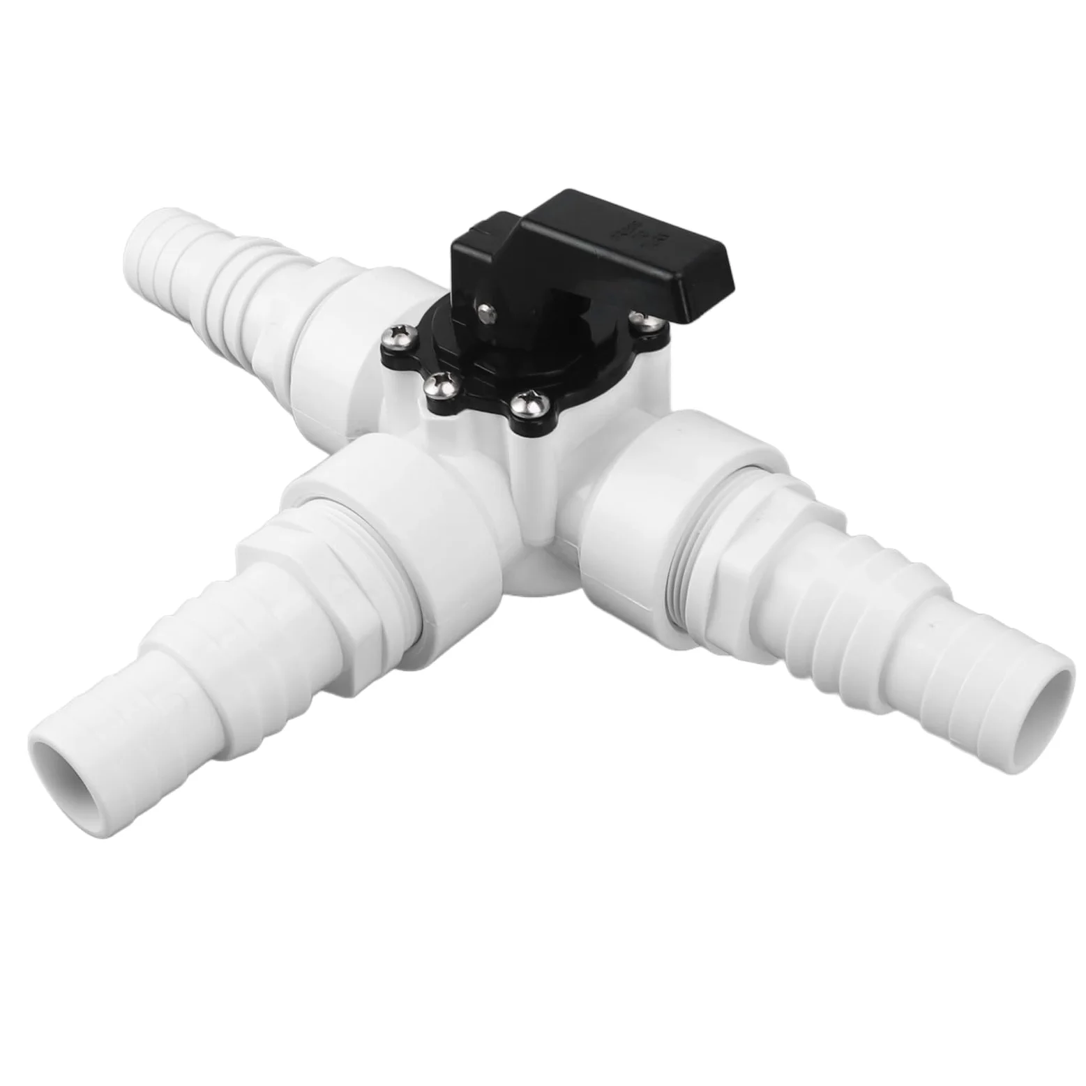 Dilwe Válvula de Agua Desviadora de 3 Vías para Uso Eficiente en Jardín y Piscina Adaptador de Manguera de PVC ABS Duradero de 1,25" y 1,5"