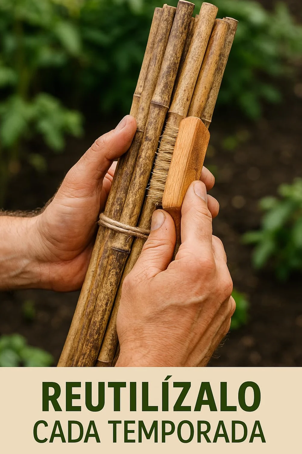 50 Tutores de Bambú 120 cm Ø 10/12 mm | Estacas de Jardín y Cañas para Huerto | Soportes Resistentes para Macetas, Flores y Cultivos | Color Natural | Eco-Friendly