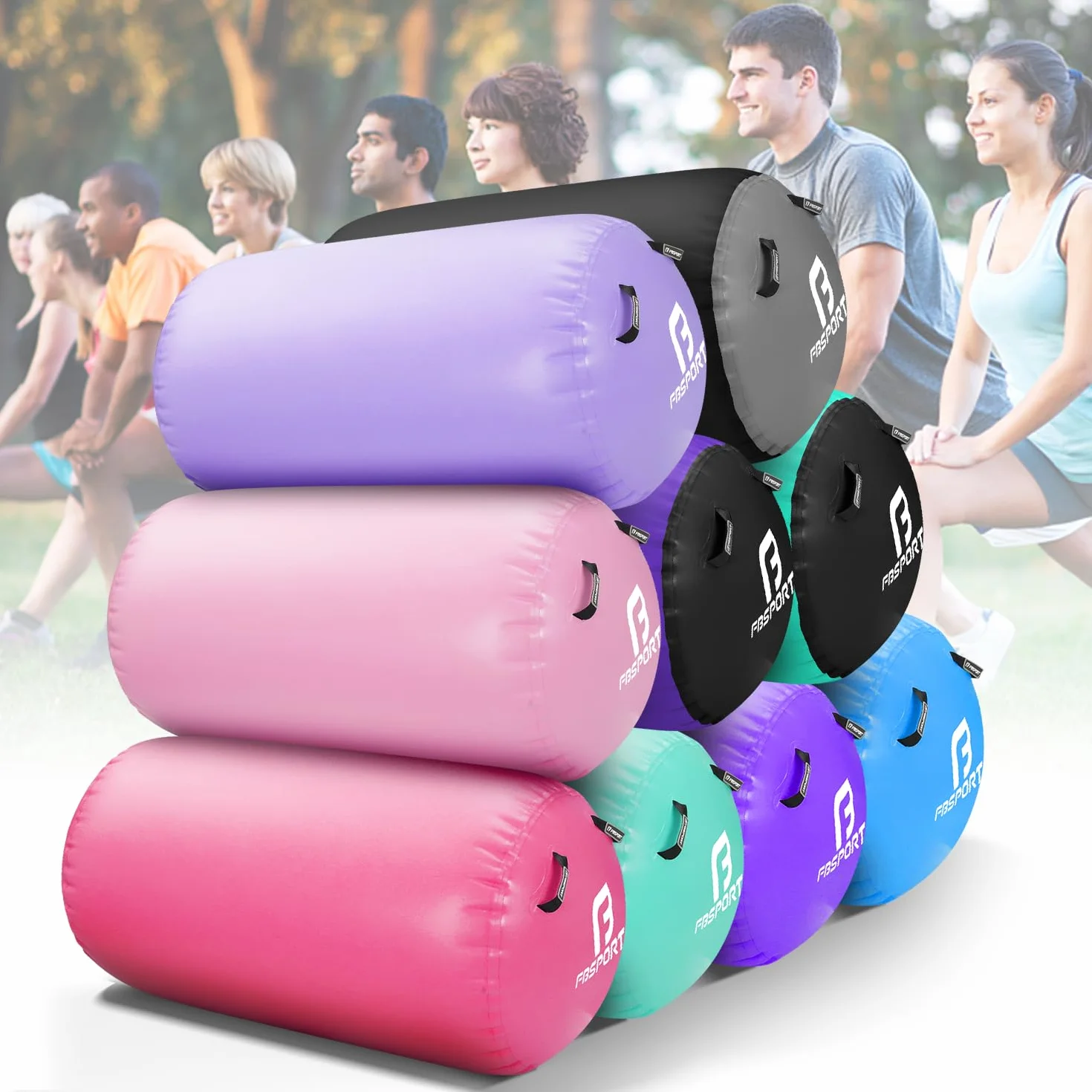 FBSPORT Air Roller 100x60 cm Yoga Gymnastik Zylinder Gym Air Barrel Tumbling Track Sportmatte
