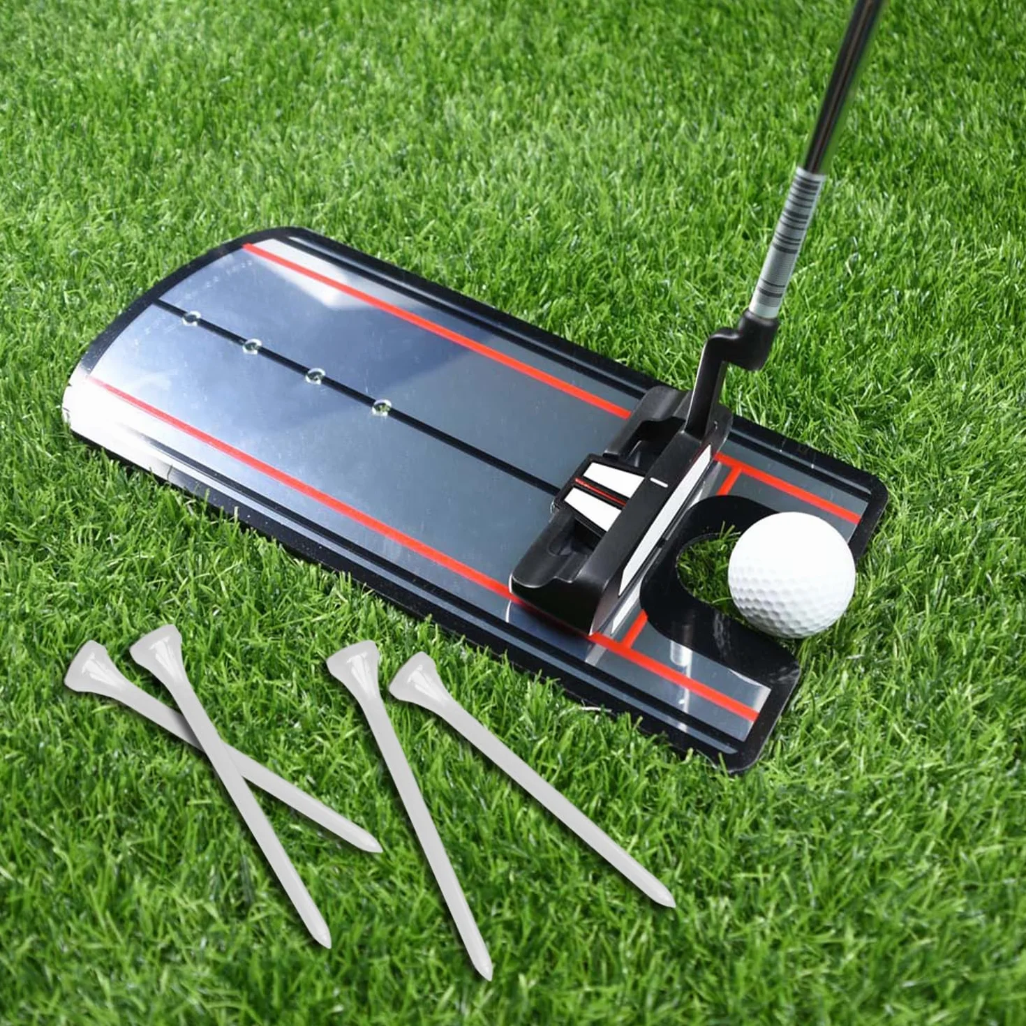 MEMOFYND Espejo de Ajuste de Golf con 4 Clavos y Bolsa de Almacenamiento, Dispositivo de Entrenamiento Portátil