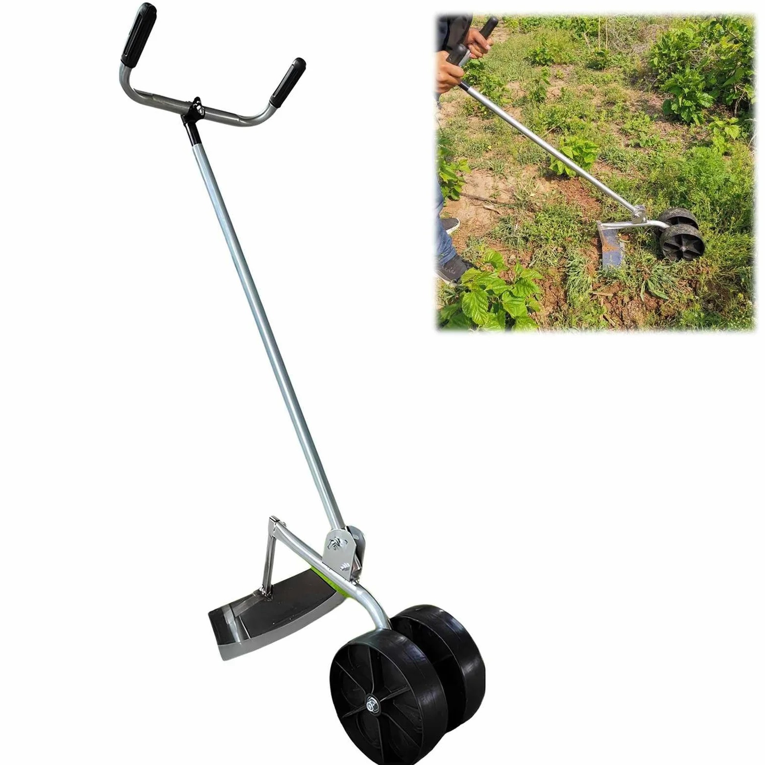Azadas De Mano para Desherbar,JardíN-Hoe Las Malas-Hierbas con-Rodillos,Altura Ajustable Azada-Cultivador para Desherbar Y Plantar En El JardíN