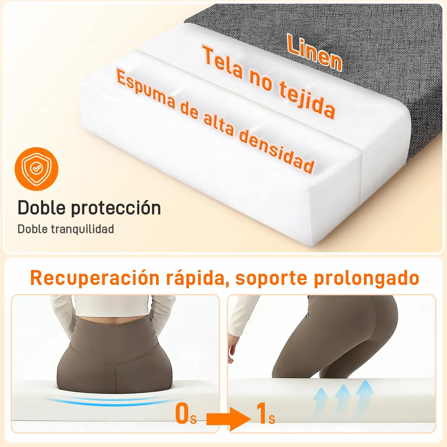 Cojín para Banco Lino Parte Inferior Antideslizante, Cojin Banco Interior Exterior Espuma de Alta Resistencia, Cojín de Muebles para Banco de jardín y Patio, Ventana