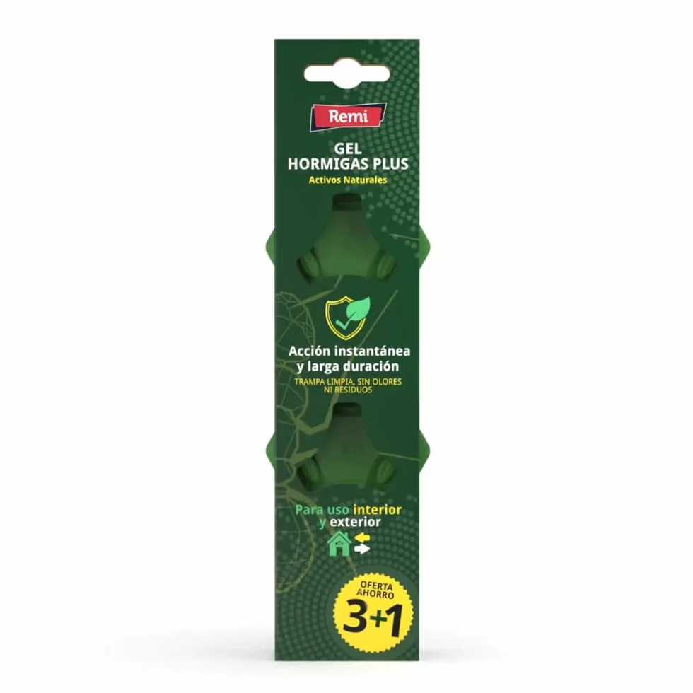 Remi Hogar Defens Gel Hormigas | Pack 4 Trampas Insecticida Hormigas | Cebo Insecticida Listo para Usar | Elimina Hormigas y el Hormiguero | Uso Interior y Exterior | Alta eficacia | Listo para Usar