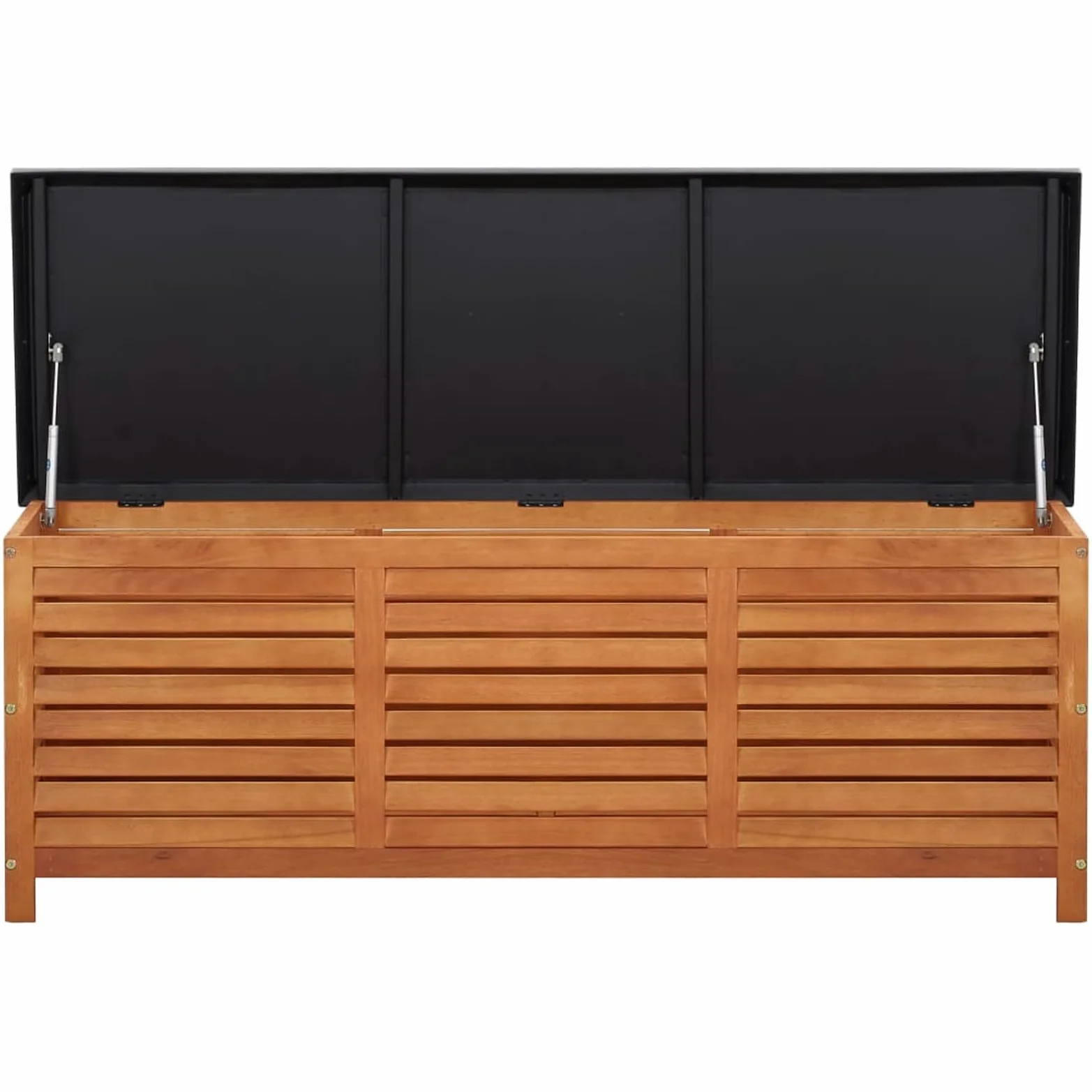 Homgoday Baúl de jardín de 150 x 50 x 55 cm de madera maciza de eucalipto, resistente y funcional