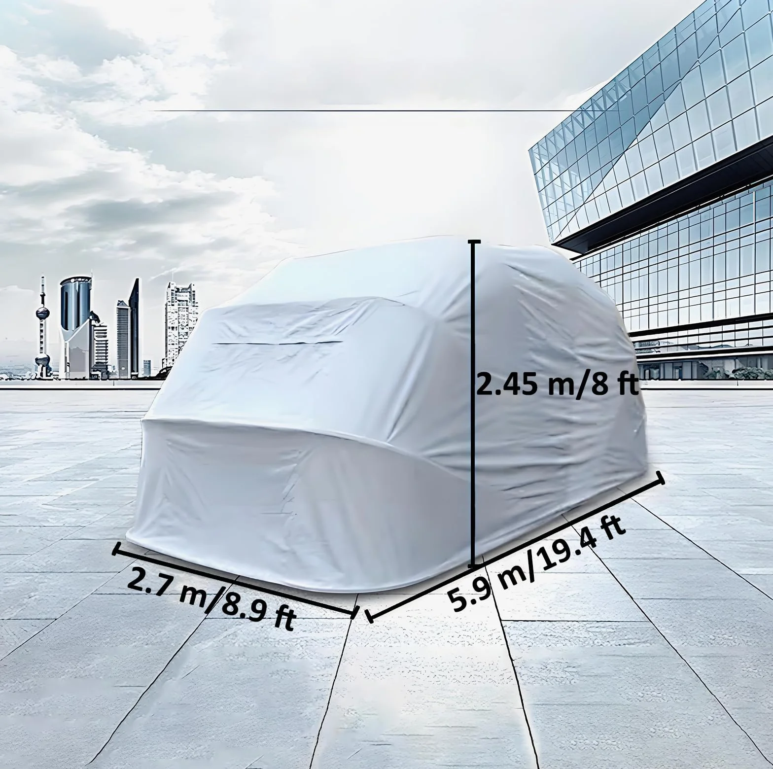 Cochera Retráctil Mejorada, Cobertizo Gris De Acero Inoxidable, Cobertizo Plegable Semiautomático SUV/Automóvil, Tela Oxford De Espesor 600d (5,9m × 2,7m × 2,45m)