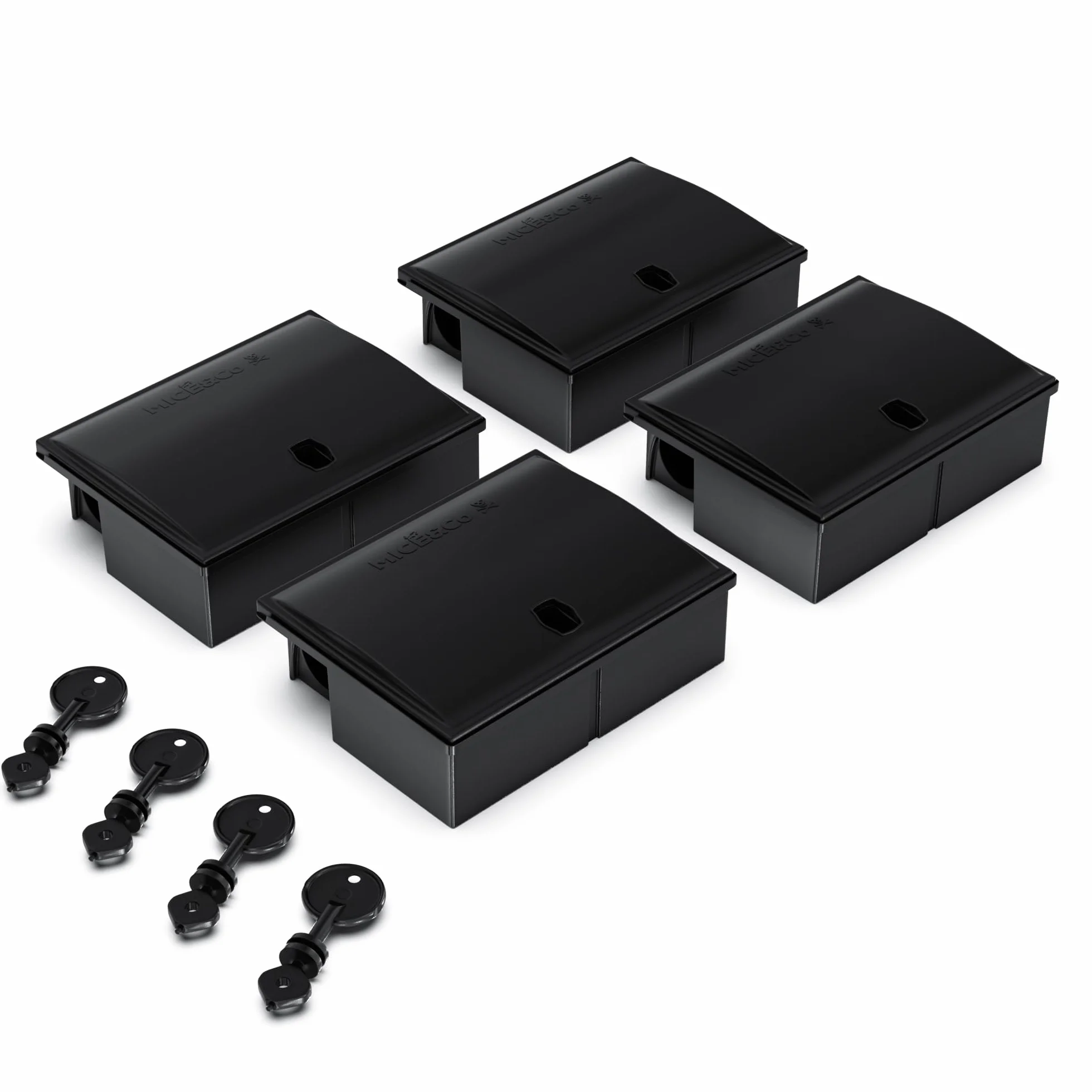 Mice&Co Portacebos para Ratones con Llave - Estación de Cebo para Pequeños Roedores - Trampa Ratones Profesional Caja para Cebo Veneno | Pack 4 Unidades