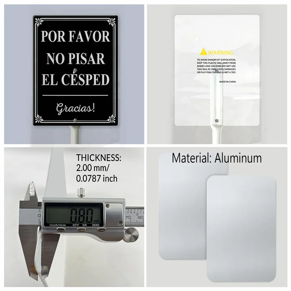 Por Favor No Pisar El Cesped (Por Favor No Pisar El Césped) Letrero de patio con estacas de 17,5 x 22 cm, letreros de aluminio resistente para patio, sin óxido, bilingüe Stay Off Garss en
