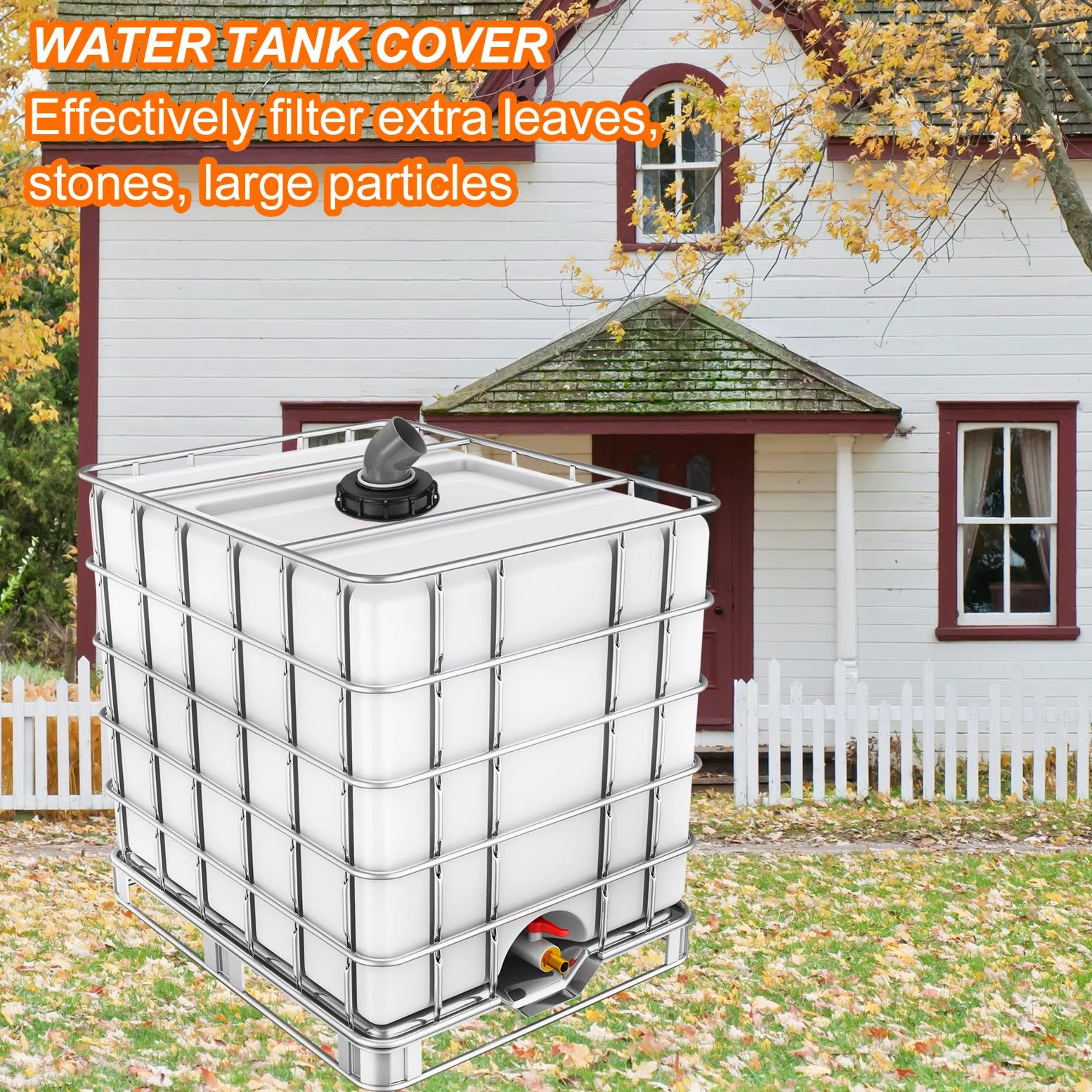 sourcing map Tapa de filtro IBC de 163 mm, adaptador de manguera de plástico IBC de 45°, contenedor de tanque de agua de lluvia de 1000 L con filtro de nailon lavable para tanques de agua de 275