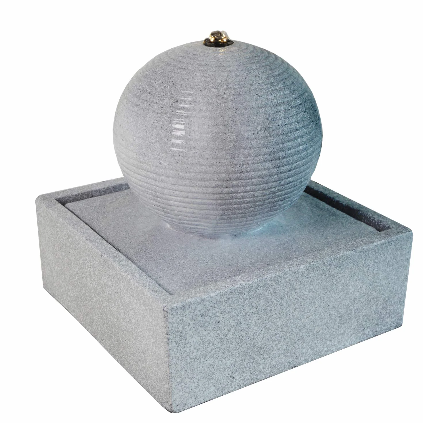 Fuente de Jardin Fuente de Agua esferica 230 V Fuente Decorativa para Jardin, terraza, Balcon con luz LED, Gris Claro
