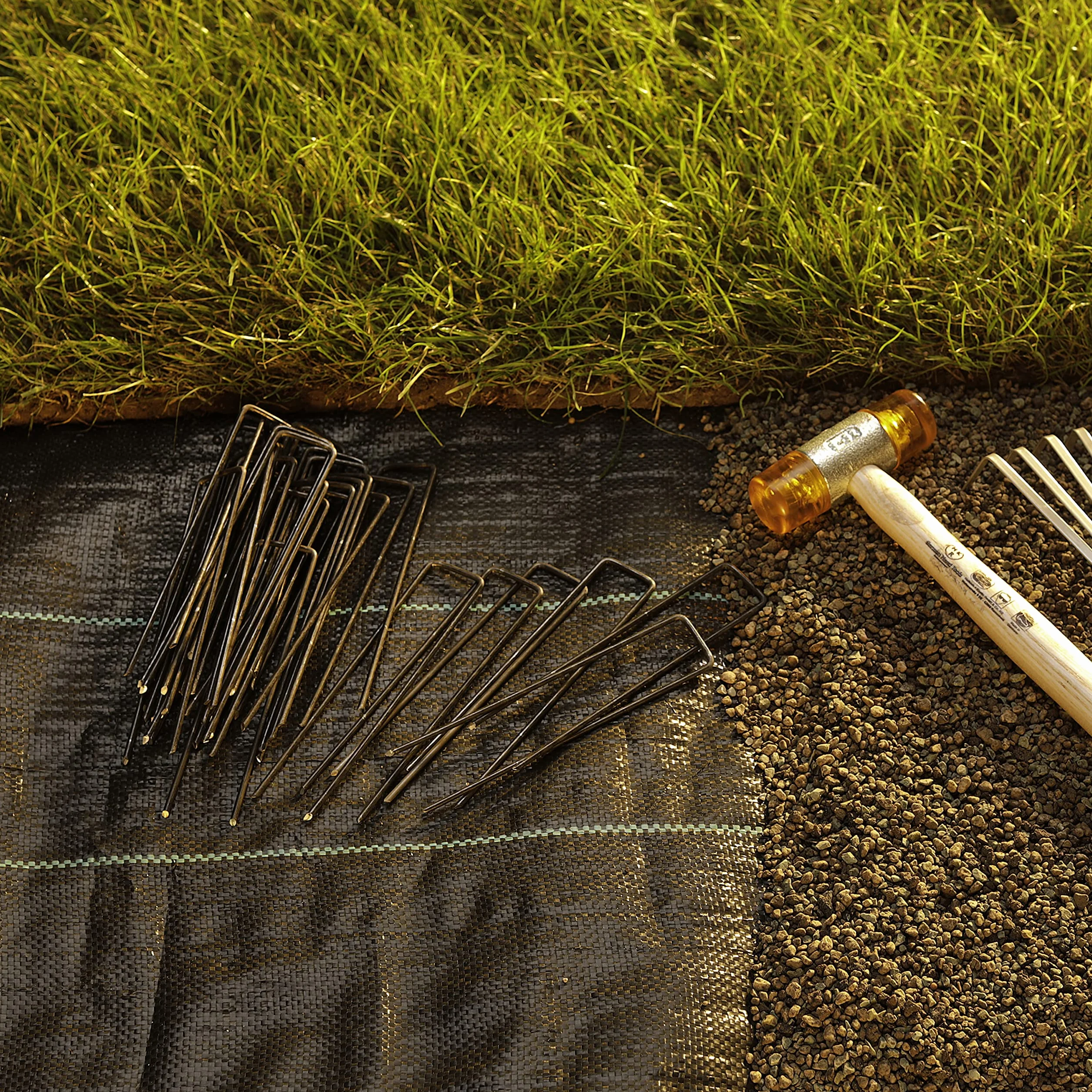 GardenMate Paquete de 50 Pinzas de Seguridad de jardín de Acero Multiusos en Forma de U de 150 mm, Ideales para asegurar Tela de Malas Hierbas, Tela de Paisaje, Redes, láminas de Suelo y Forro Polar,