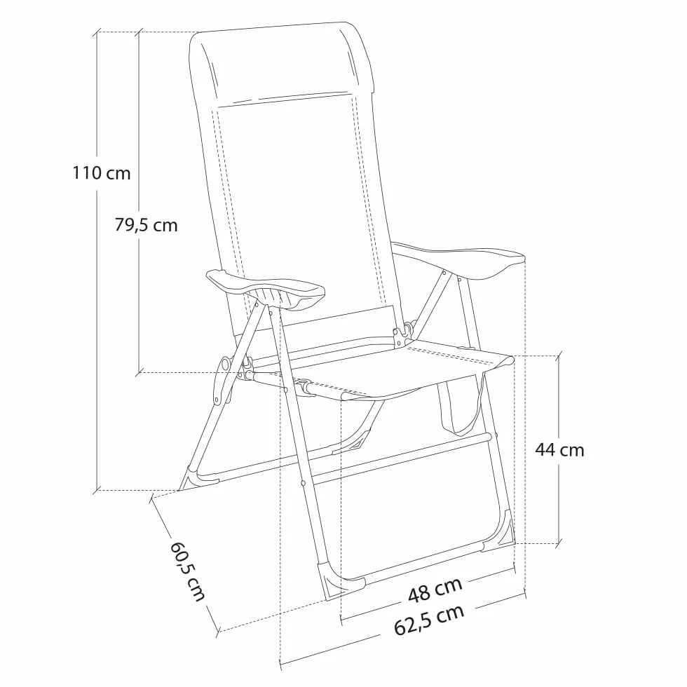 LOLAhome Sillón de Playa Plegable y reclinable de 5 Posiciones de Aluminio y textileno Aguamarina de 63x60x110 cm