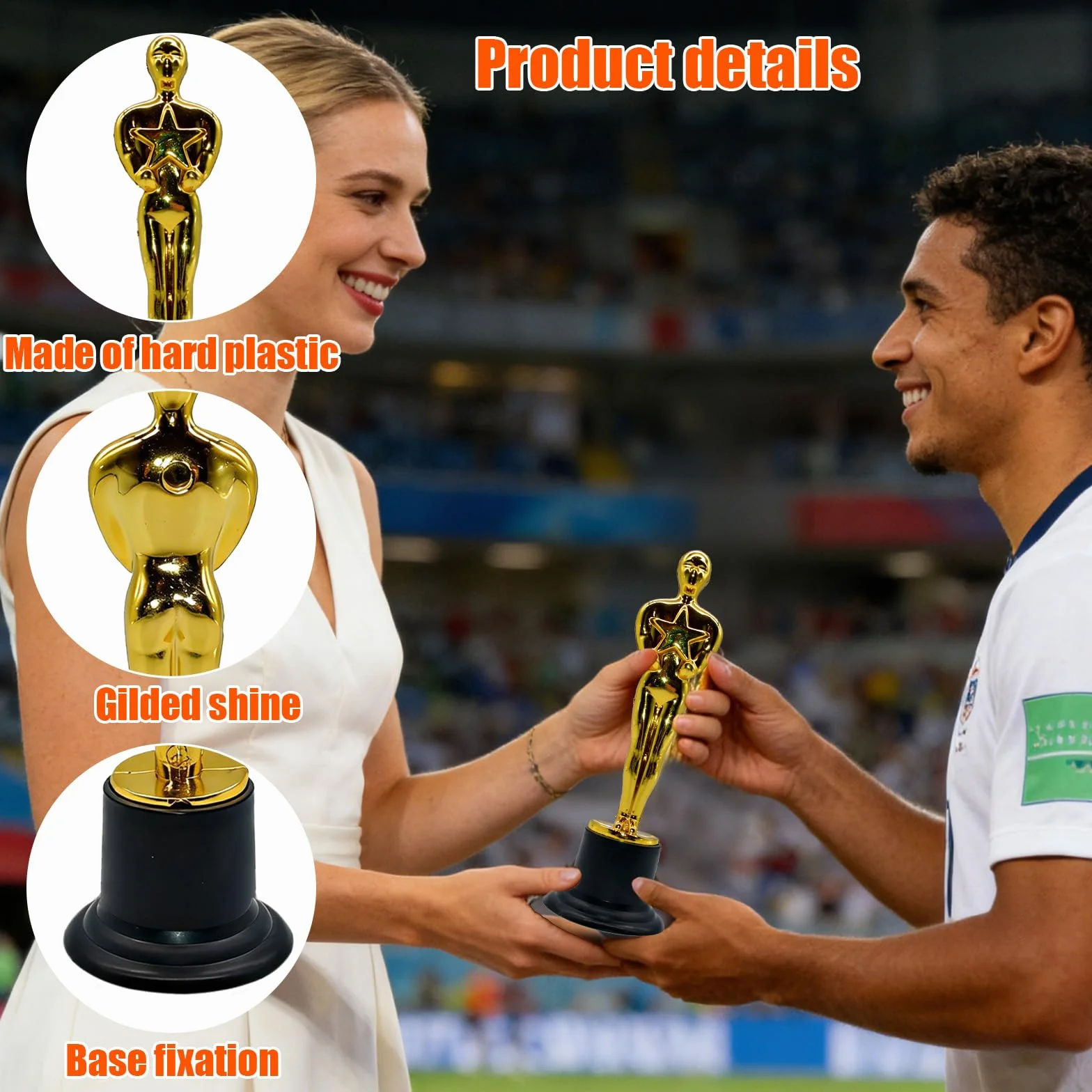 Cinturón de Seguridad para Silla Alta – 8 Trofeos de Plástico Dorado para Fiestas, Celebraciones y Premios