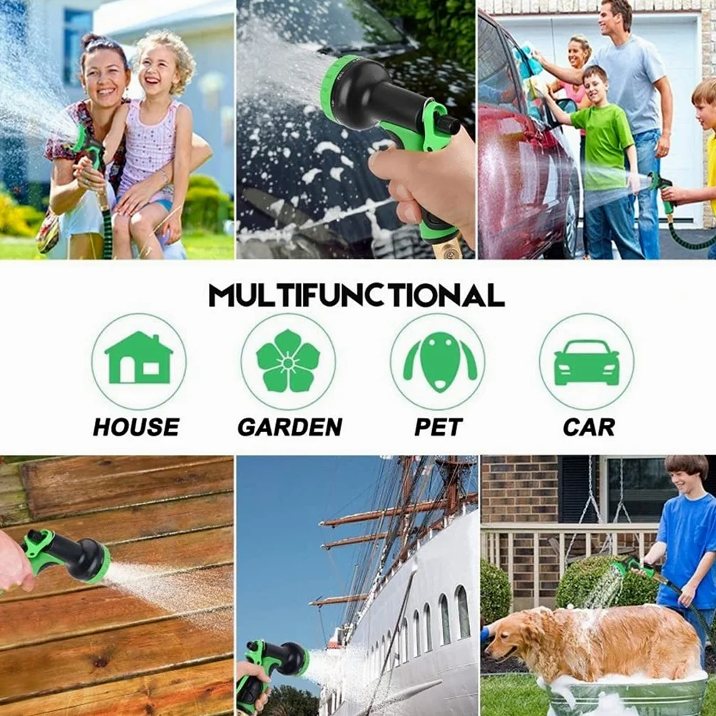 Manguera de jardín Expandible Alta presión Lavado de Autos de plástico Manguera de Agua Flexible mágica con Pistola de pulverización (Color : 25FT)
