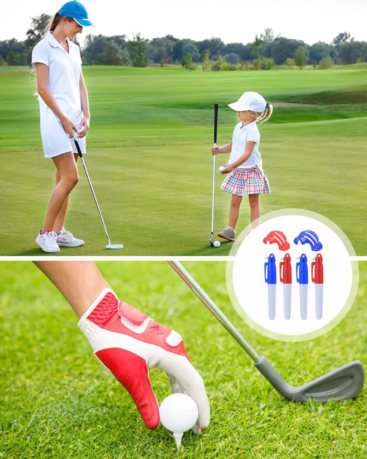 Herramienta de Alineación para Golf, 2 Piezas, Marcador Bolas de Golf 4 Piezas, Clip Rotulador