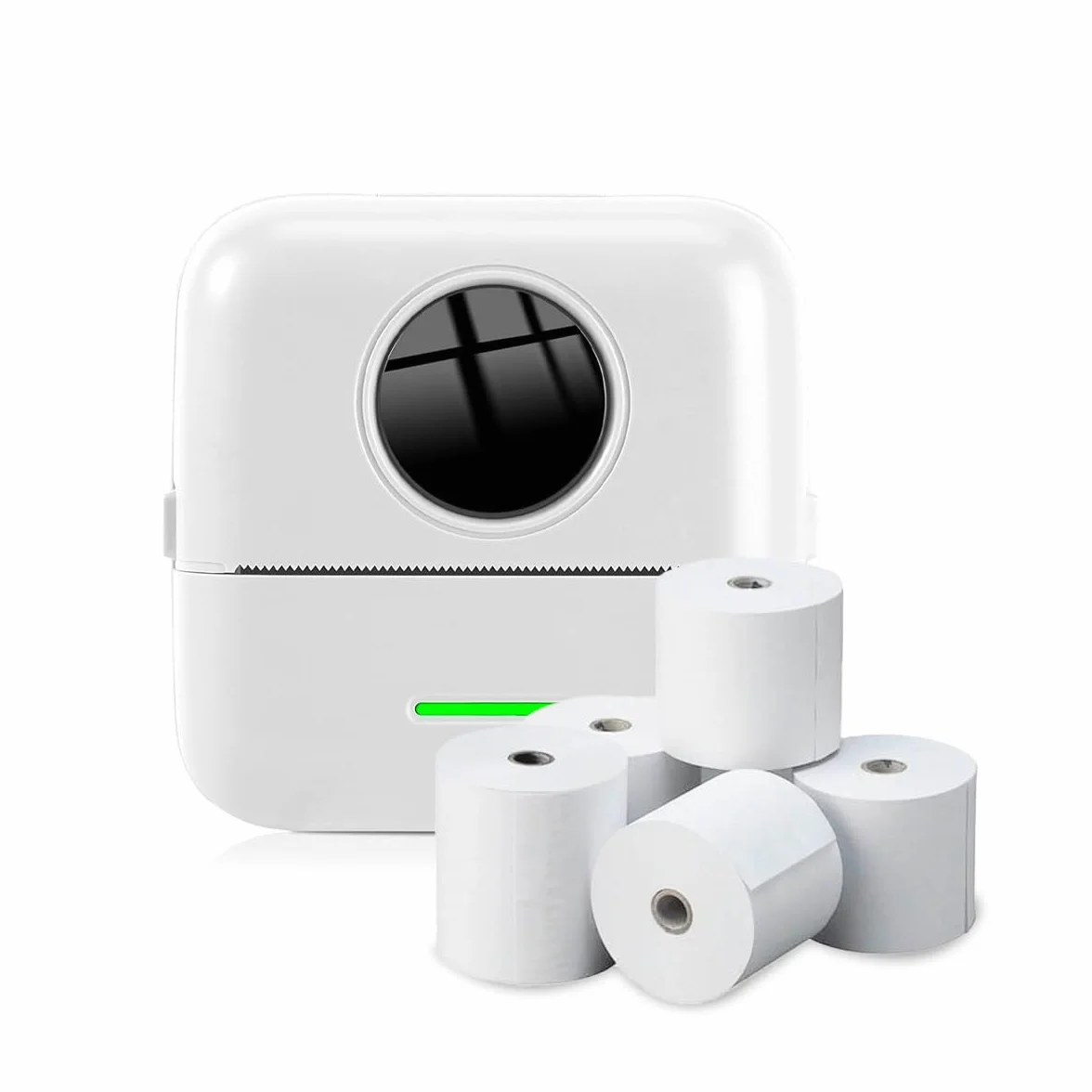 NK Impresora Fotográfica Portátil Mini Térmica Inalámbrica con 5 Rollos de Papel, USB, iOS y Android, Blanco