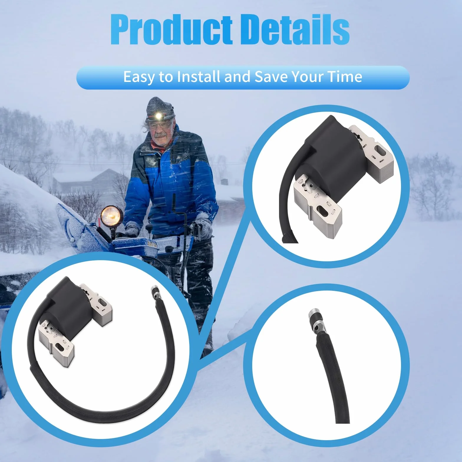 Bobina de encendido 595304 490586 796520 apta para soplador de nieve BRIGGS Troy Bilt de 10 HP