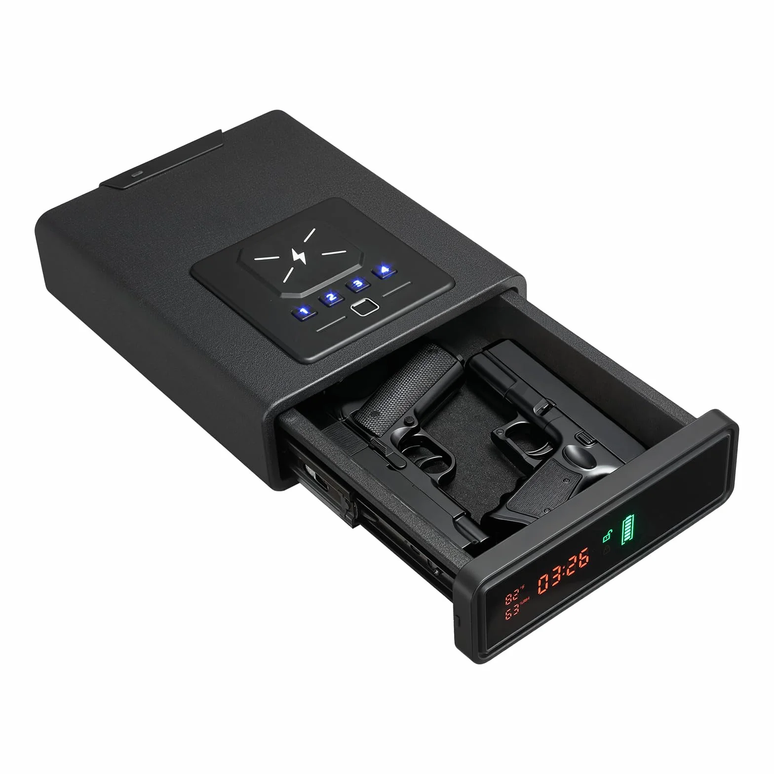 VEVOR Caja Fuerte para Pistolas, Huella Dactilar, Contraseña, Llave, Cajón de Acceso Rápido 3 Vías, Carga Inalámbrica