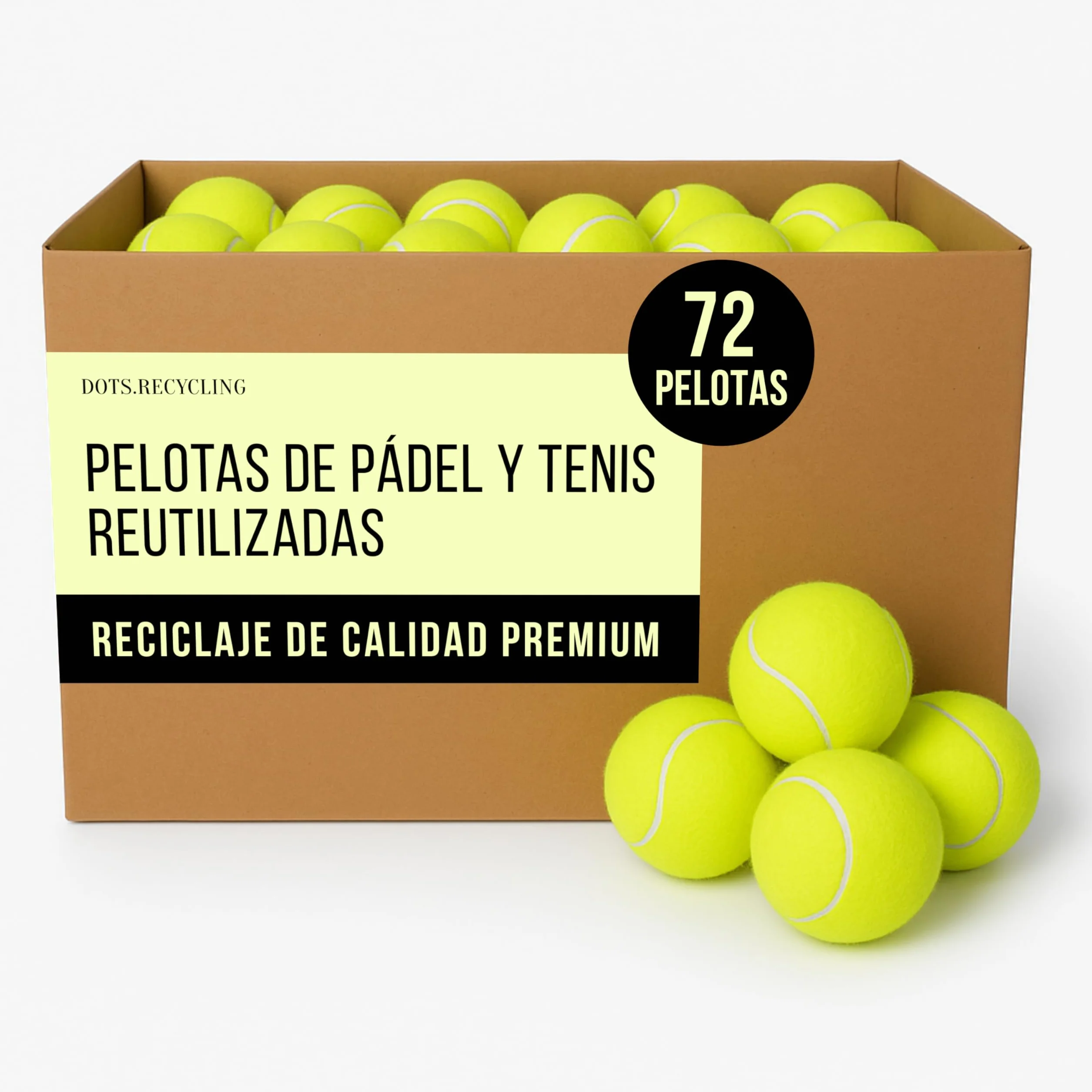 Pelotas de pádel recicladas 72 unidades para principiantes entrenamiento y perros