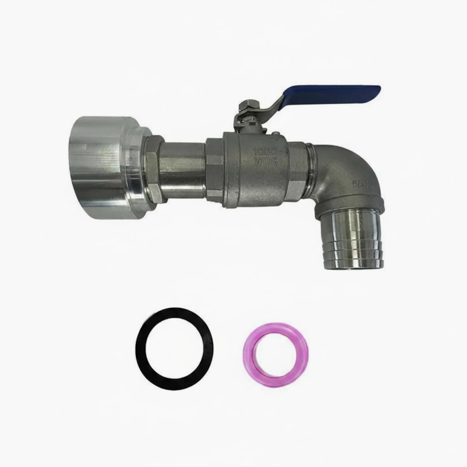 perfeclan Válvula Adaptadora de Aluminio Válvula de Tanque Adaptador de Contenedor Rosca Firme con Junta Gruesa Resistente a Presión Adecuada para Canalización Plantas Nave Industrial, 42MM, Ss 90°