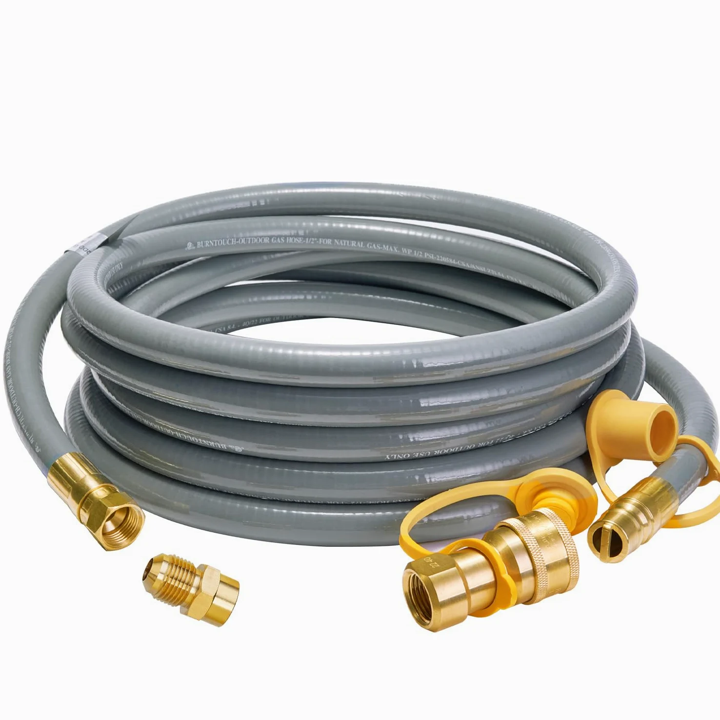 CALPOSE Manguera de gas natural NGH02 NGH, gris, 15 pies | Línea de gas con conexión rápida, manguera de GLP de baja presión para Weber, parrilla, horno de pizza, calentador y más