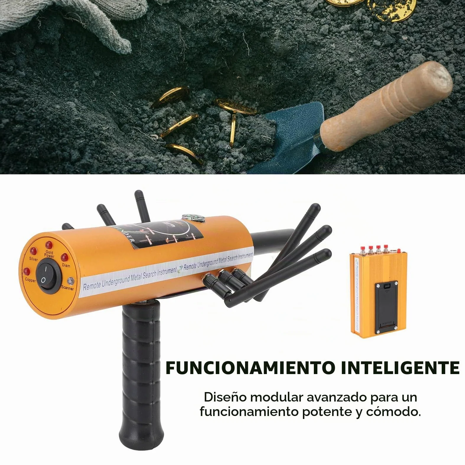 SIXRUN Detector de Metales Profesional, Buscador de Oro Plata Cobre y Piedras Preciosas con Alcance de 1200m y Detección de 30m de Profundidad para Exploración de Tesoros Subterráneos