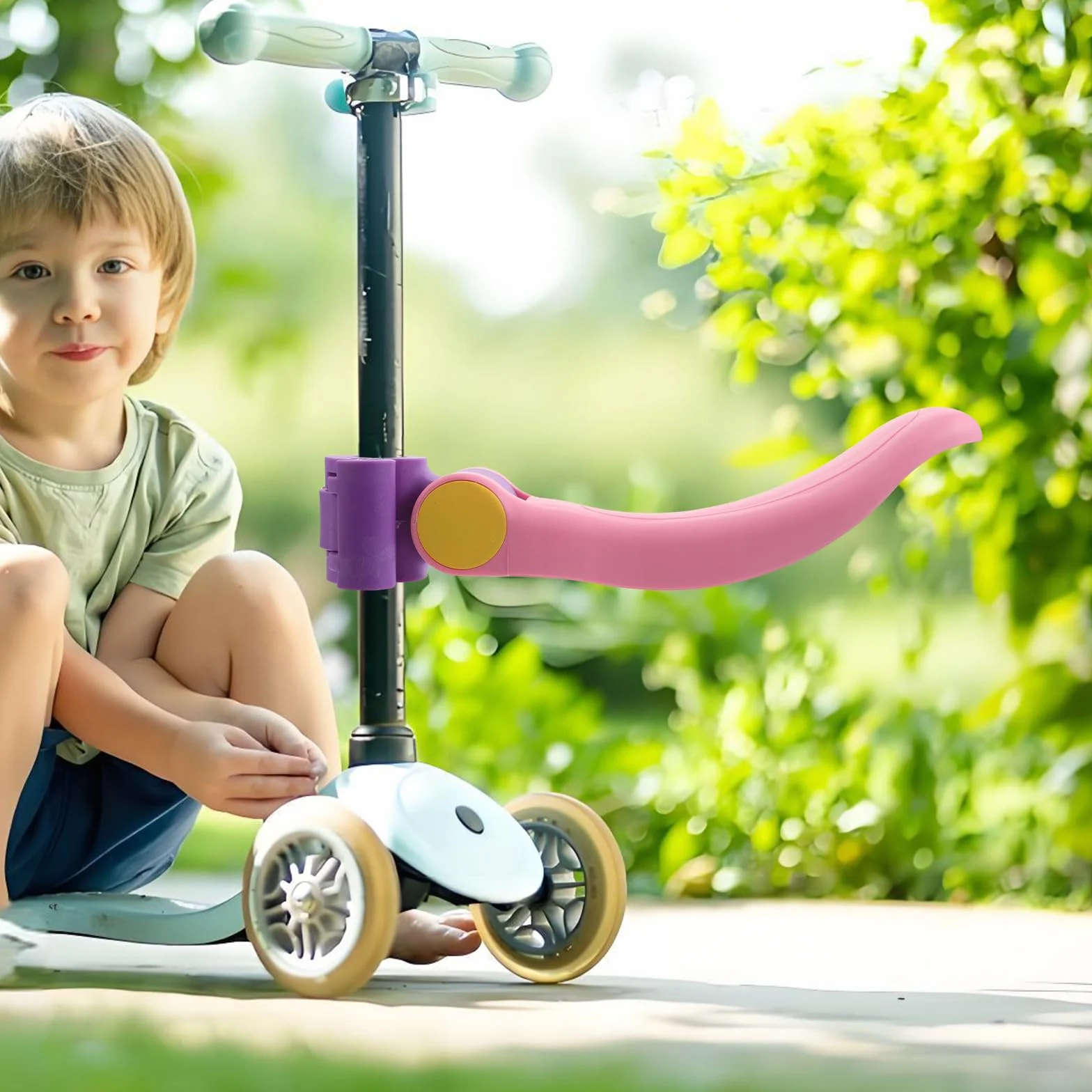 Asiento para Scooter Infantil de Plástico Rosa, Accesorio Portátil Fácil Instalación para Viajes y Uso al Aire Libre