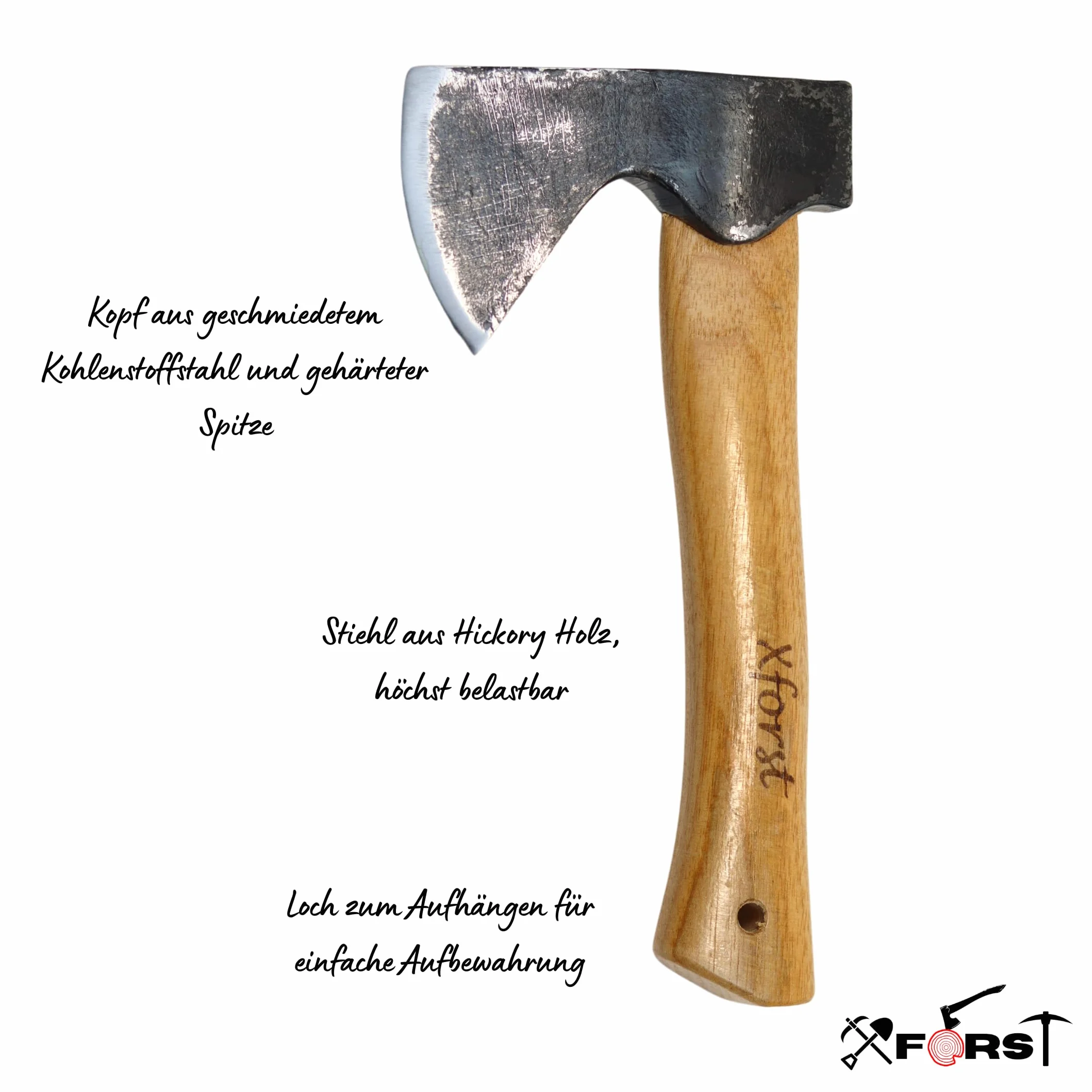 Xforst Hacha vikinga AG1Black, mango de nogal + protecciónde corte auténtica