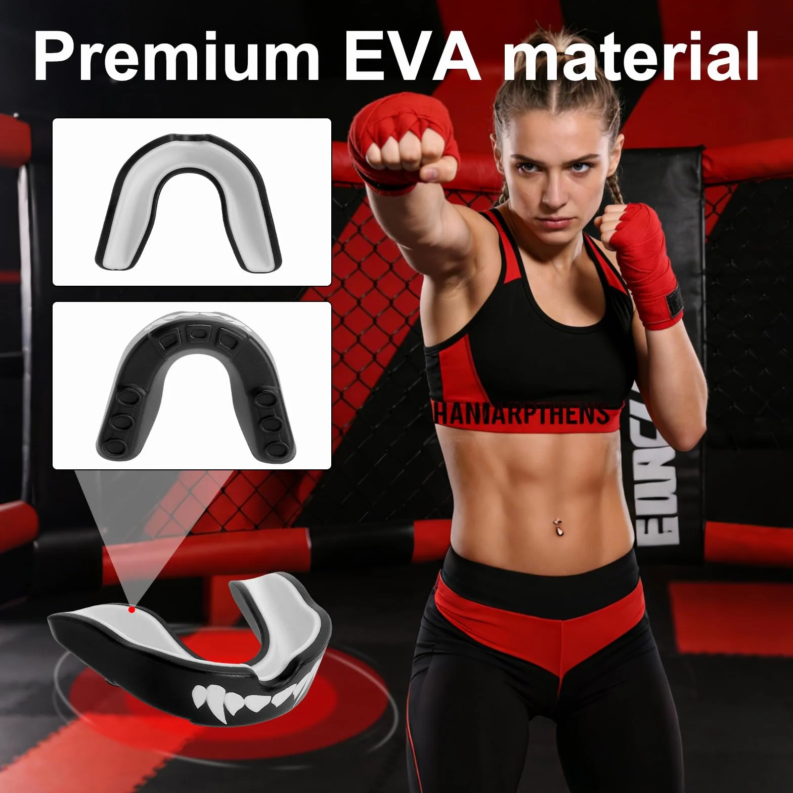 Protectores bucales deportivos para adultos, negro, kickboxing, rugby, boxeo