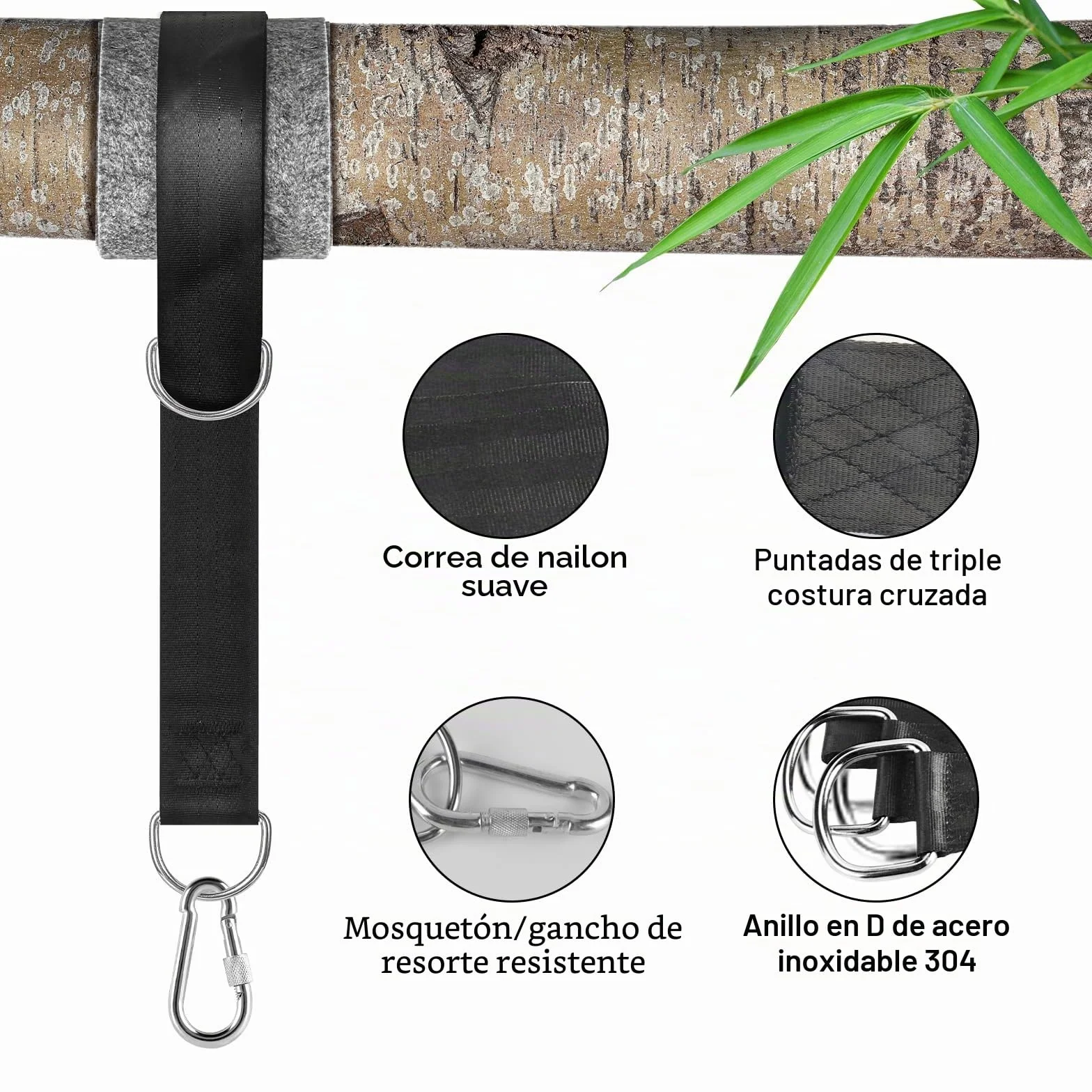 CENOVE Hamaca Correas de árbol Cinturón de Suspensión 2 Kit 150cm, Cuerdas Multifuncionales Suspensión Sostiene hasta 500 kg para Hamacas, Columpios