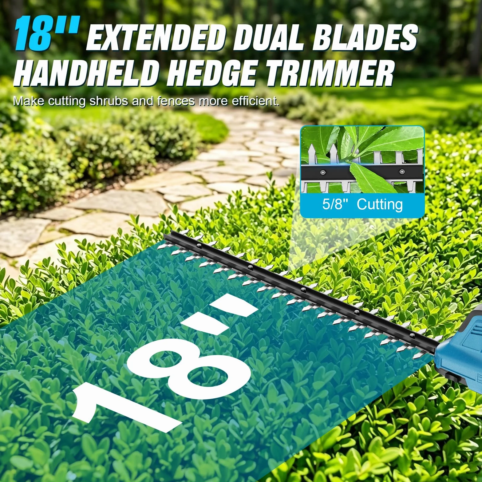 Cortasetos Telescópico Batería 2 en 1, Podadora Electrica Herramientas de Jardín con 2*4000 mAh Baterías Motor 550 W, Cortasetos 2,65M con Bandolera, Gafas, Guantes para Podar Arboles Patio de Jardín